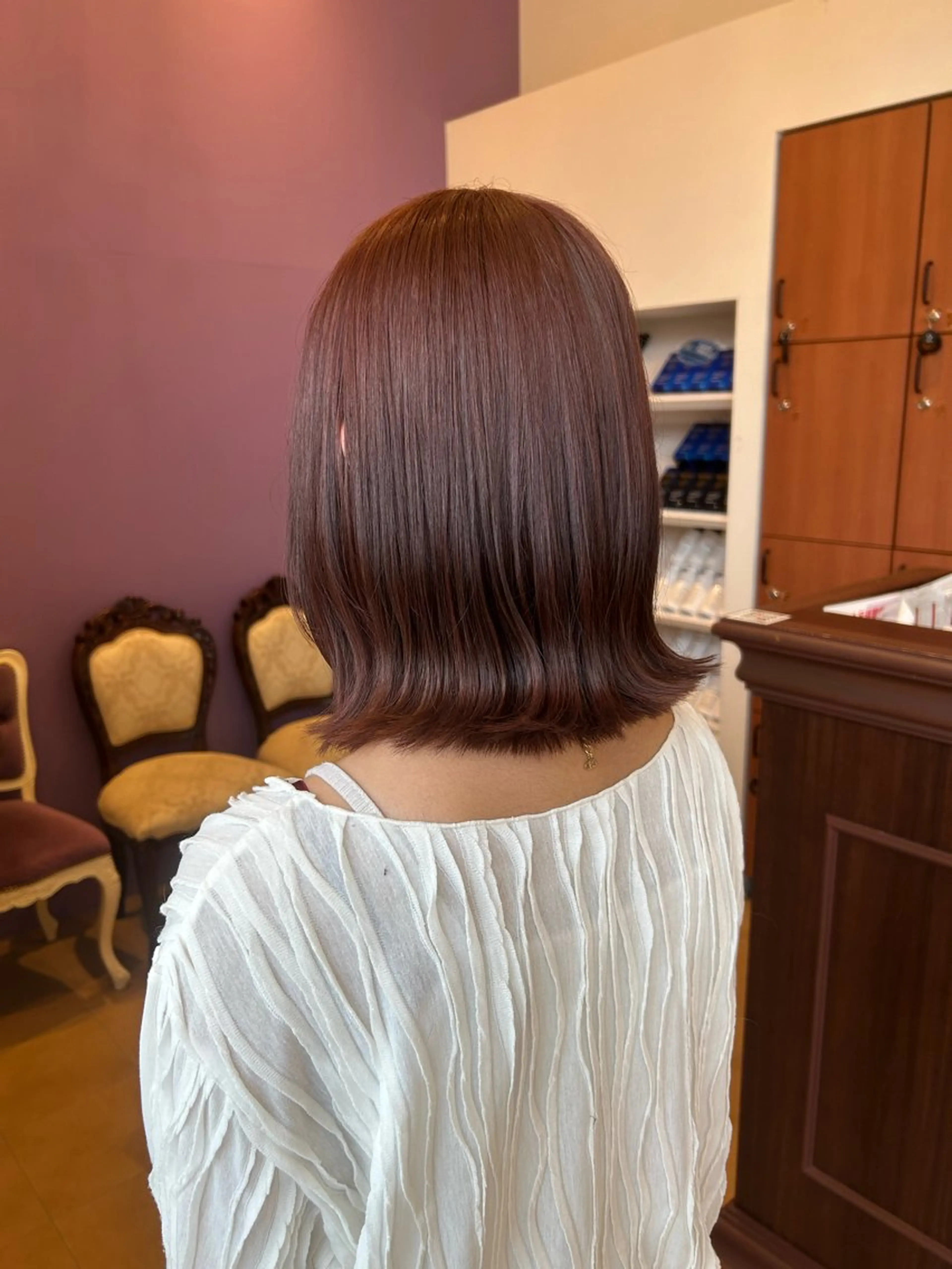 ミディアム カラー カット ヘアカラー トリートメント 今中 紗英のヘアスタイル