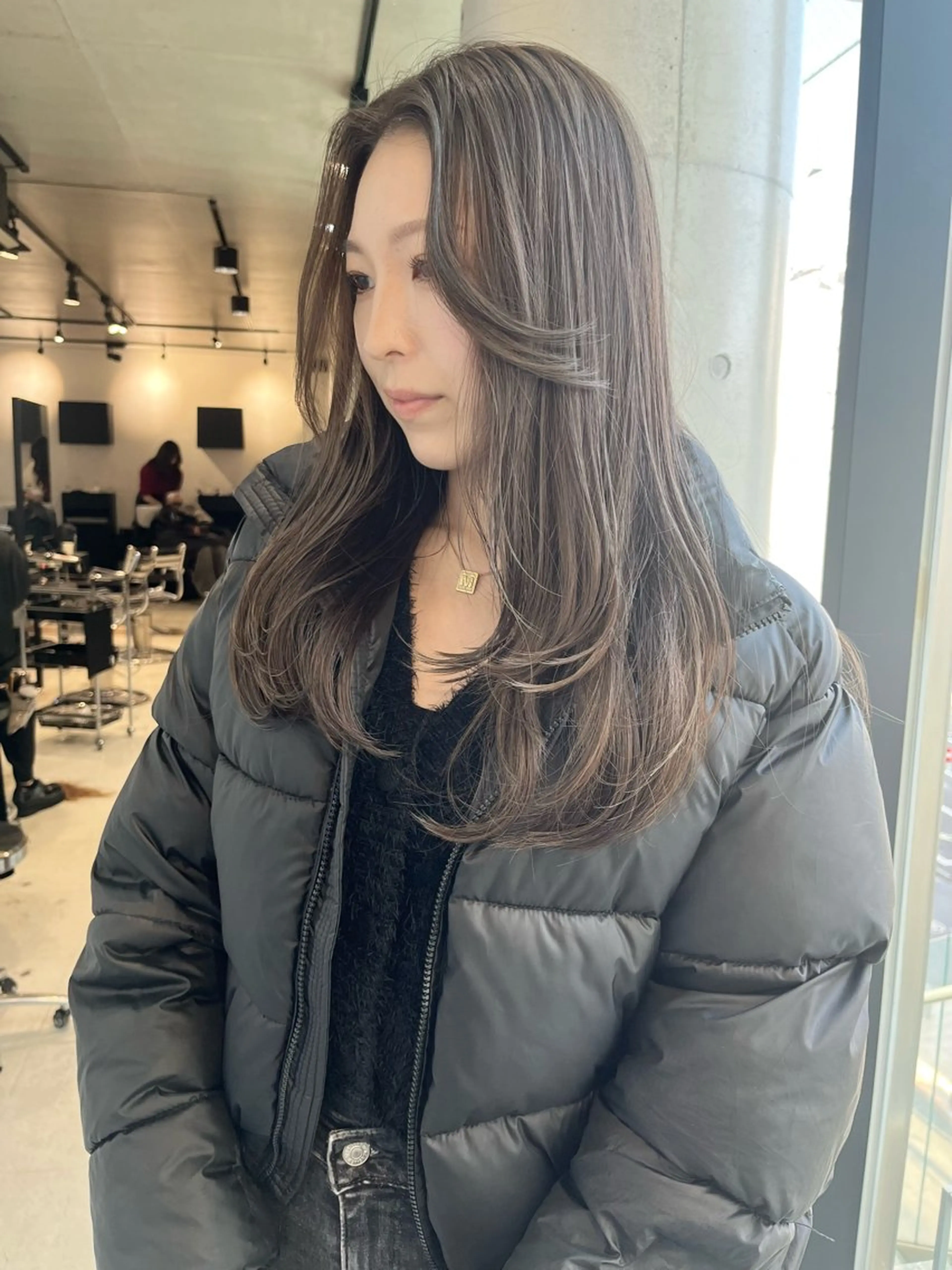 セミロング カラー パーマ ヘアアレンジ カット ヘアカラー トリートメント ヘアセット 透明感/オリーブ/ グレージュ/YUKAのヘアスタイル