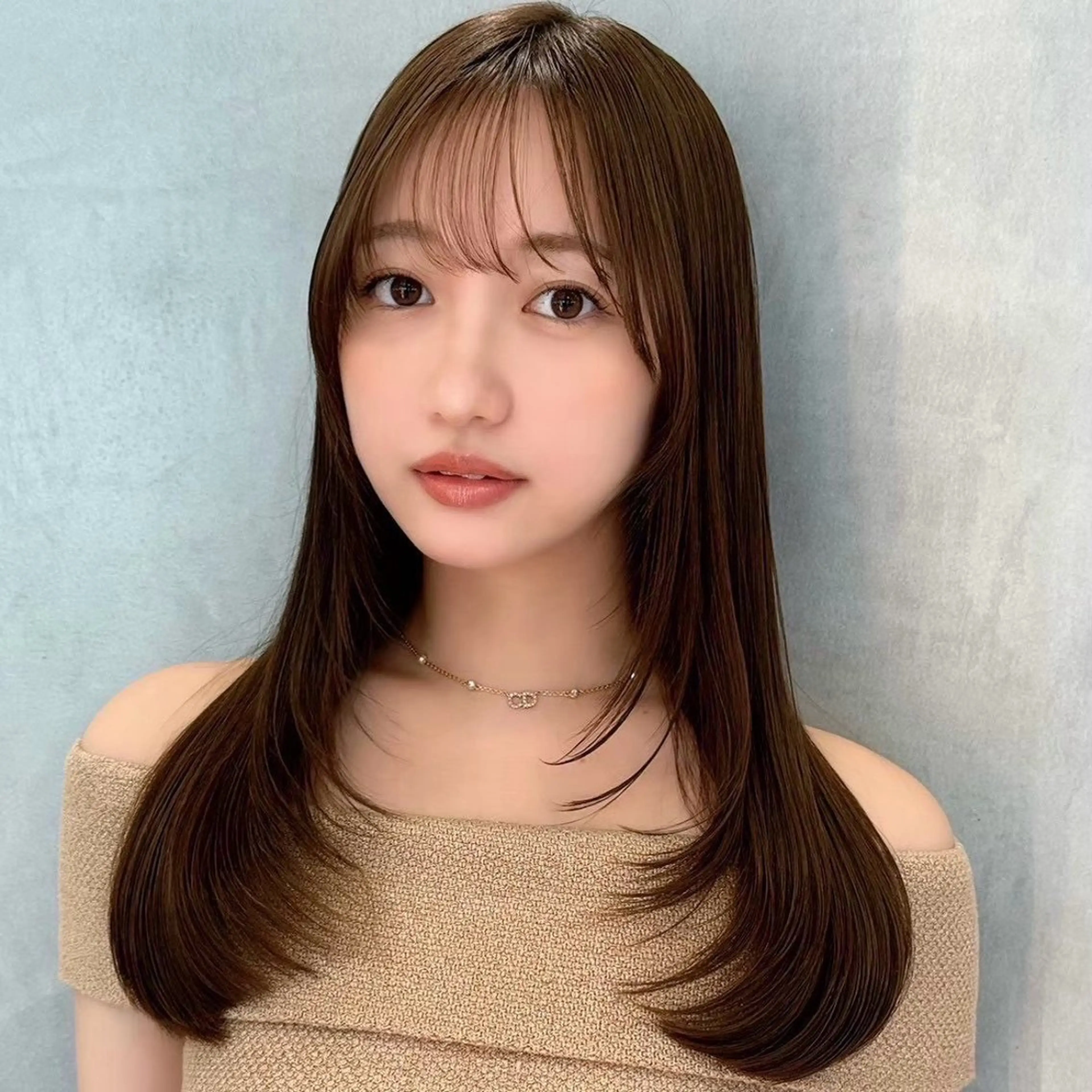 ロング カラー ブラウンカラー 顔周りカット レイヤーカット カット ヘアカラー トリートメント 韓国レイヤー🇰🇷 /艶カラー💎/月音のヘアスタイル