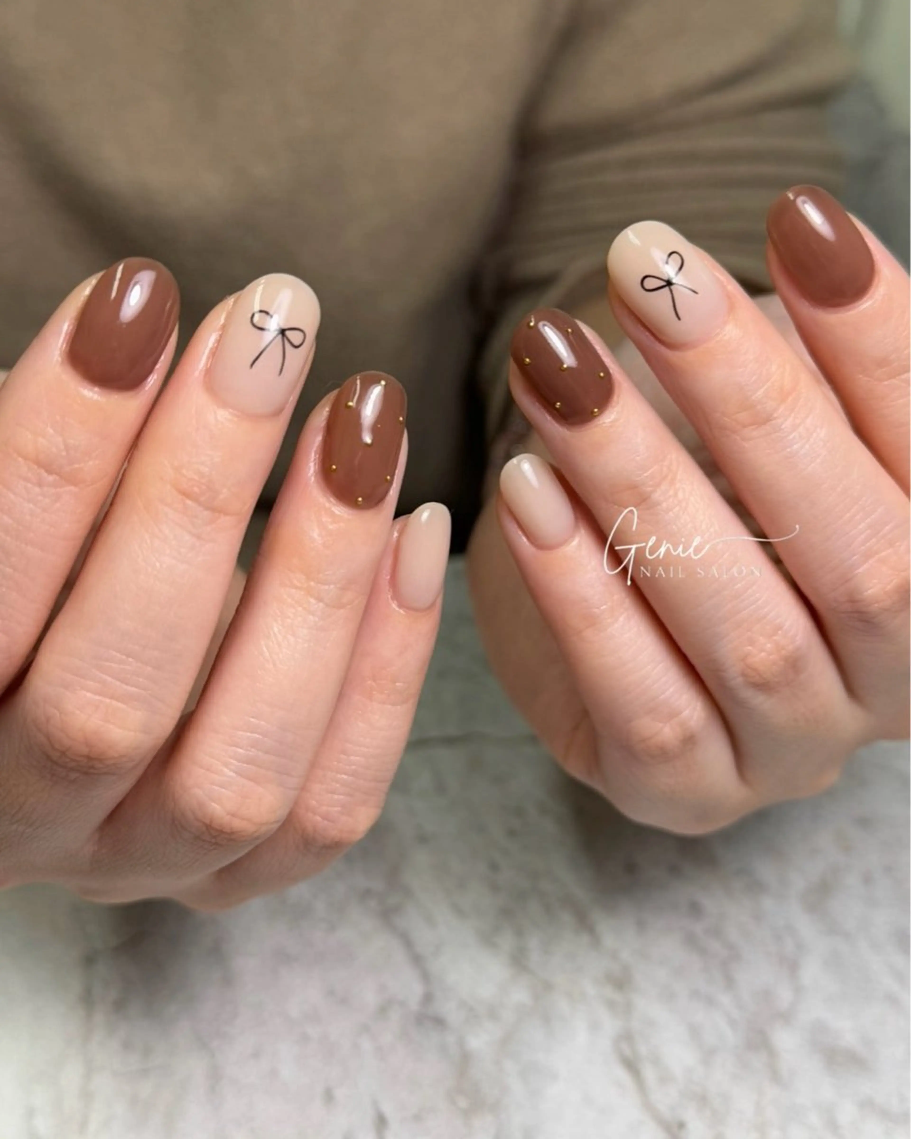 ネイル ニュアンスネイル リボン ハンドネイル Nail salon Genie所属・Nail salon Genieのネイルデザイン