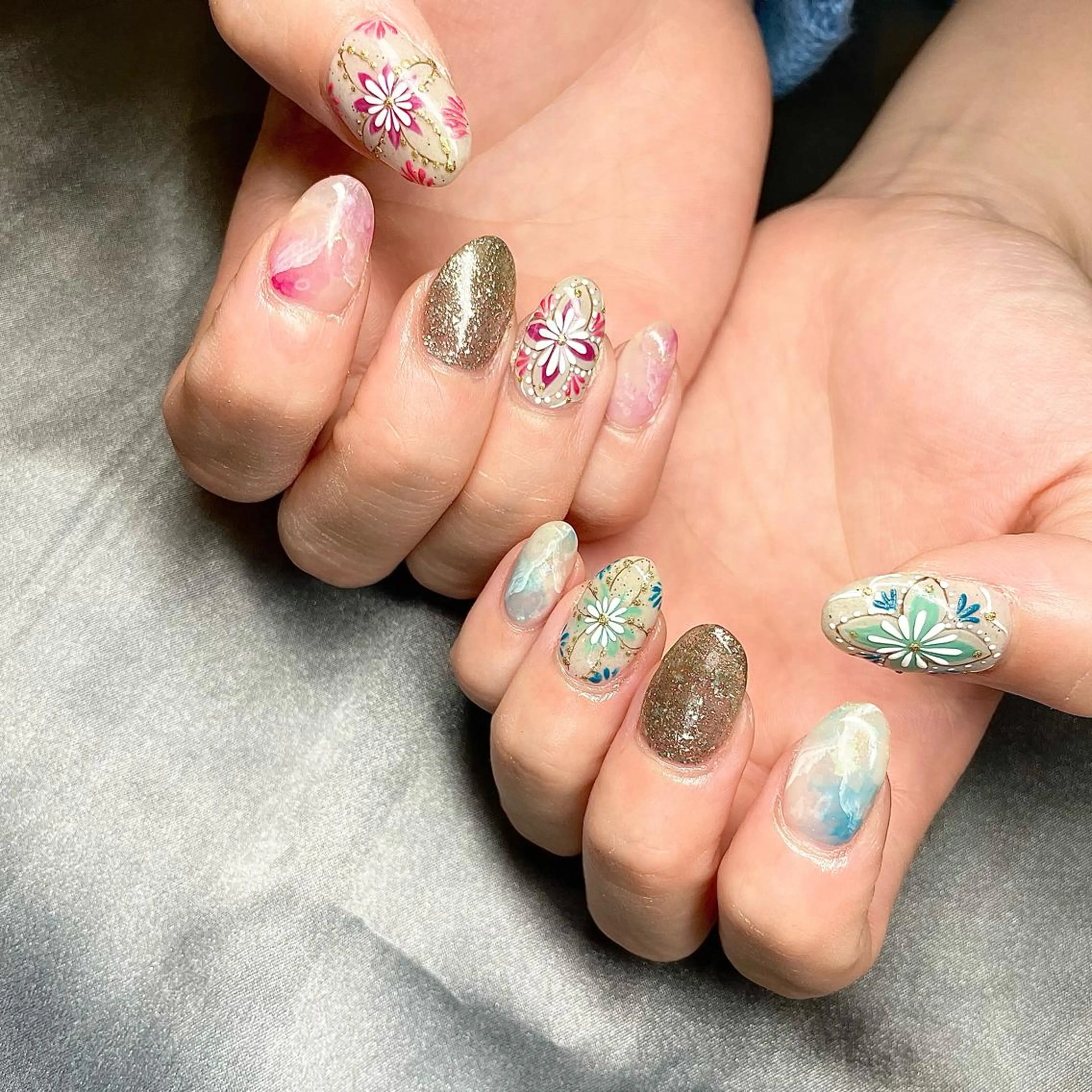 ロング カラー パーマ ヘアアレンジ メンズ キッズ ネイル マツエク・マツパ アイブロウ ストーンネイル nail&eye Aoのマツエク・マツパデザイン