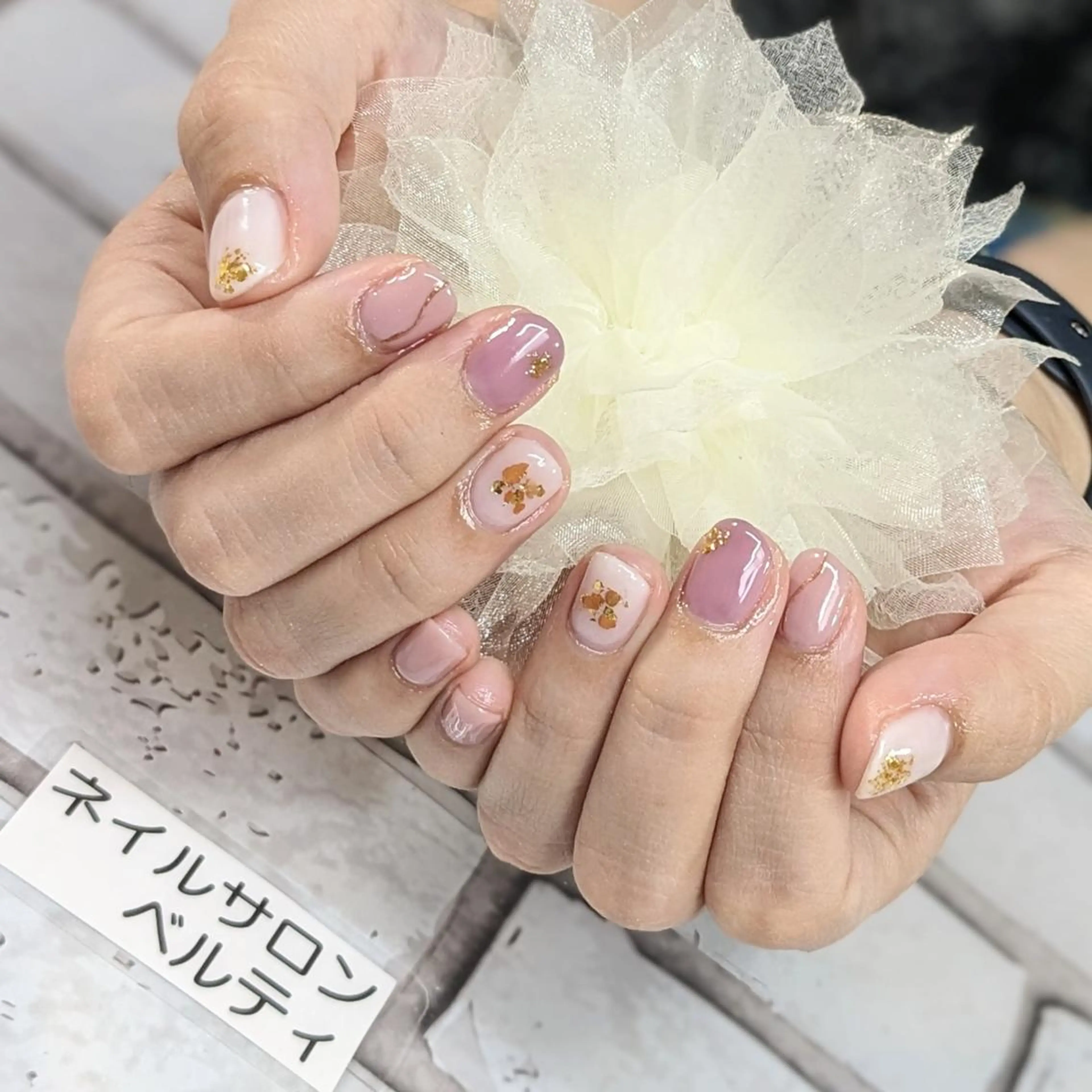 ネイル ブルー オフィスネイル パープル ハンドネイル ネイルサロンベルティ .keikoのネイルデザイン