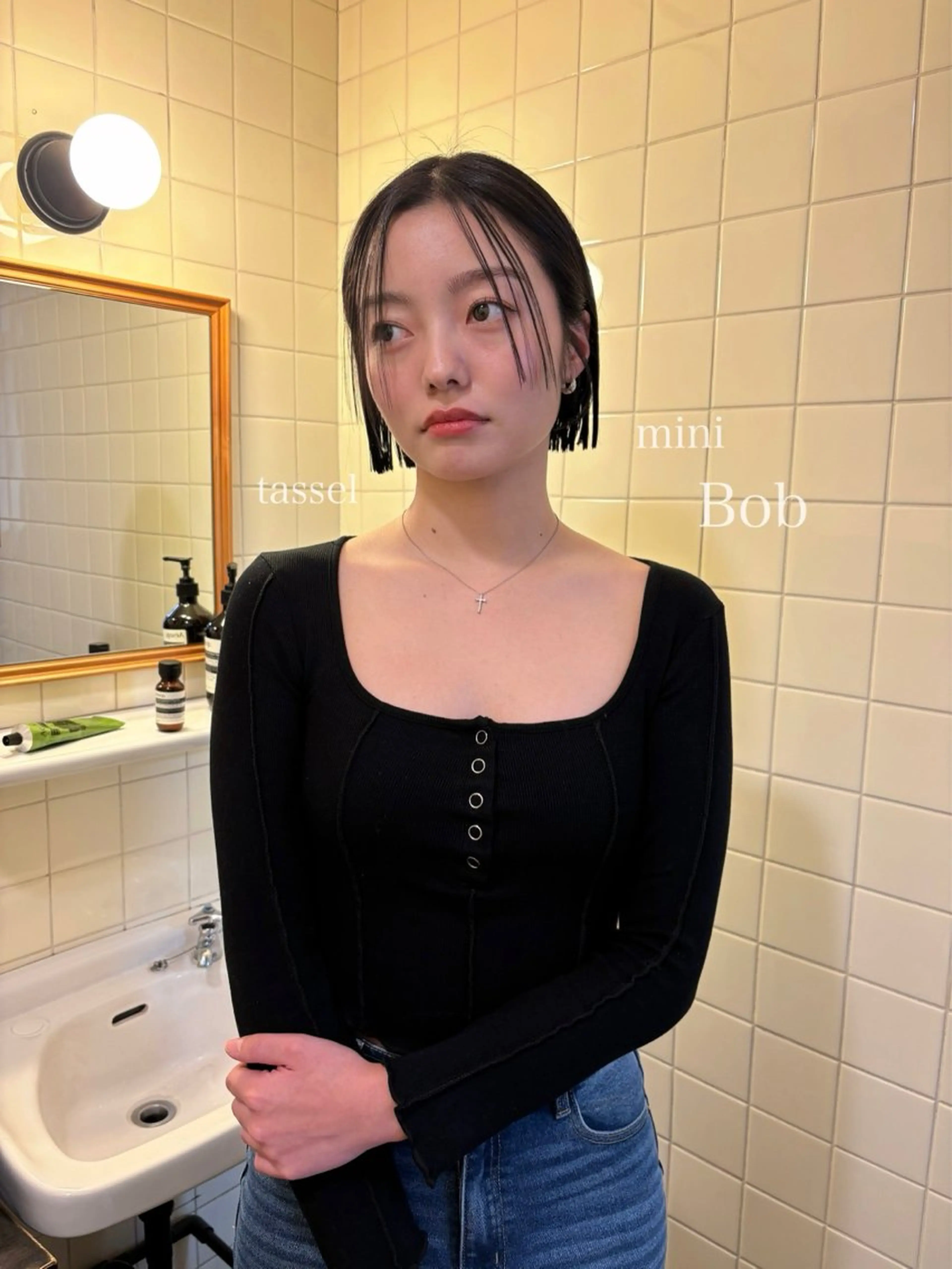 ミディアム カラー カット ヘアカラー トリートメント ボブ&透明感カラー ♡TOMOEのヘアスタイル