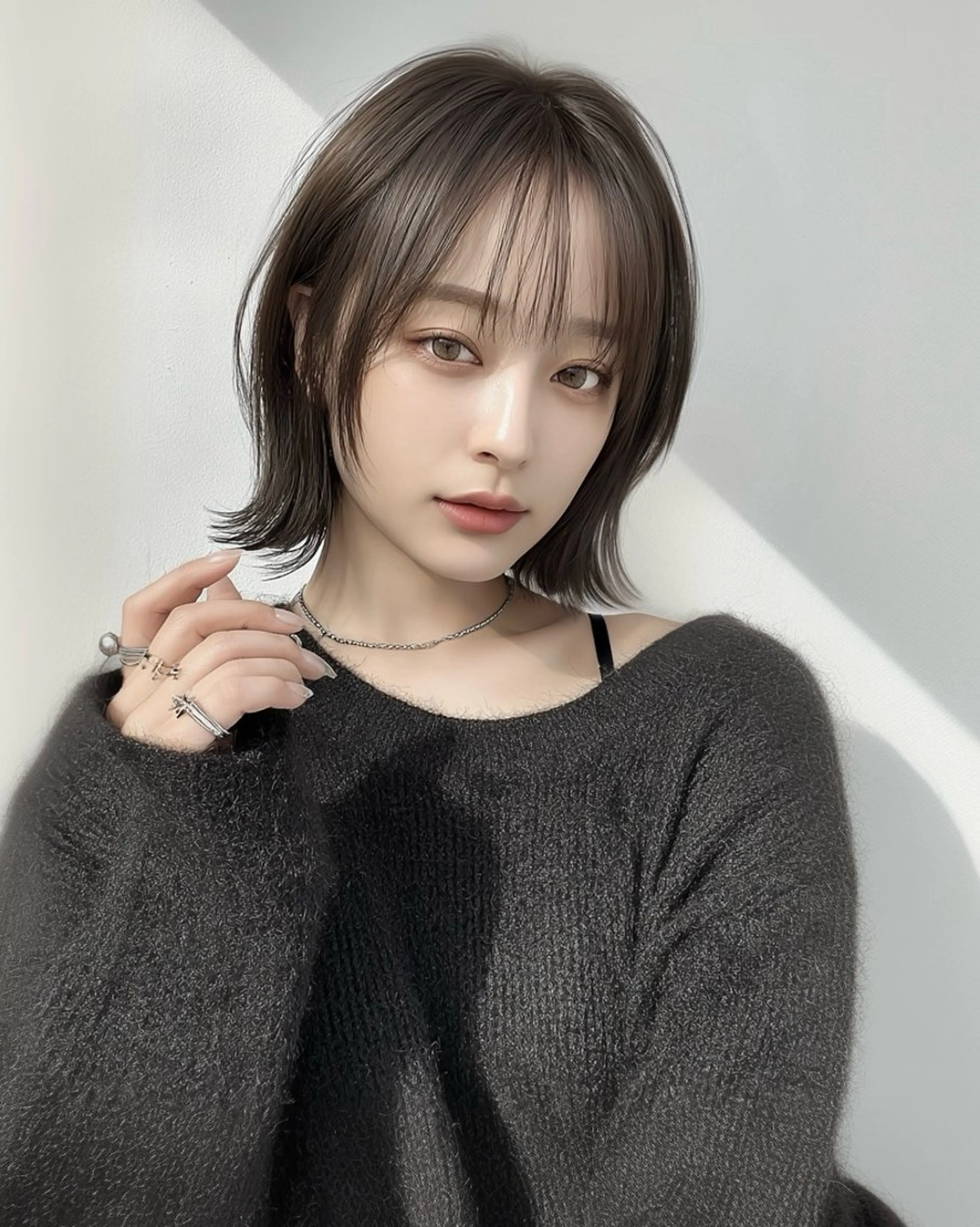 ショート カット ヘアカラー トリートメント ボブ/透明感ベージュ 🫧クルミ🌟のヘアスタイル