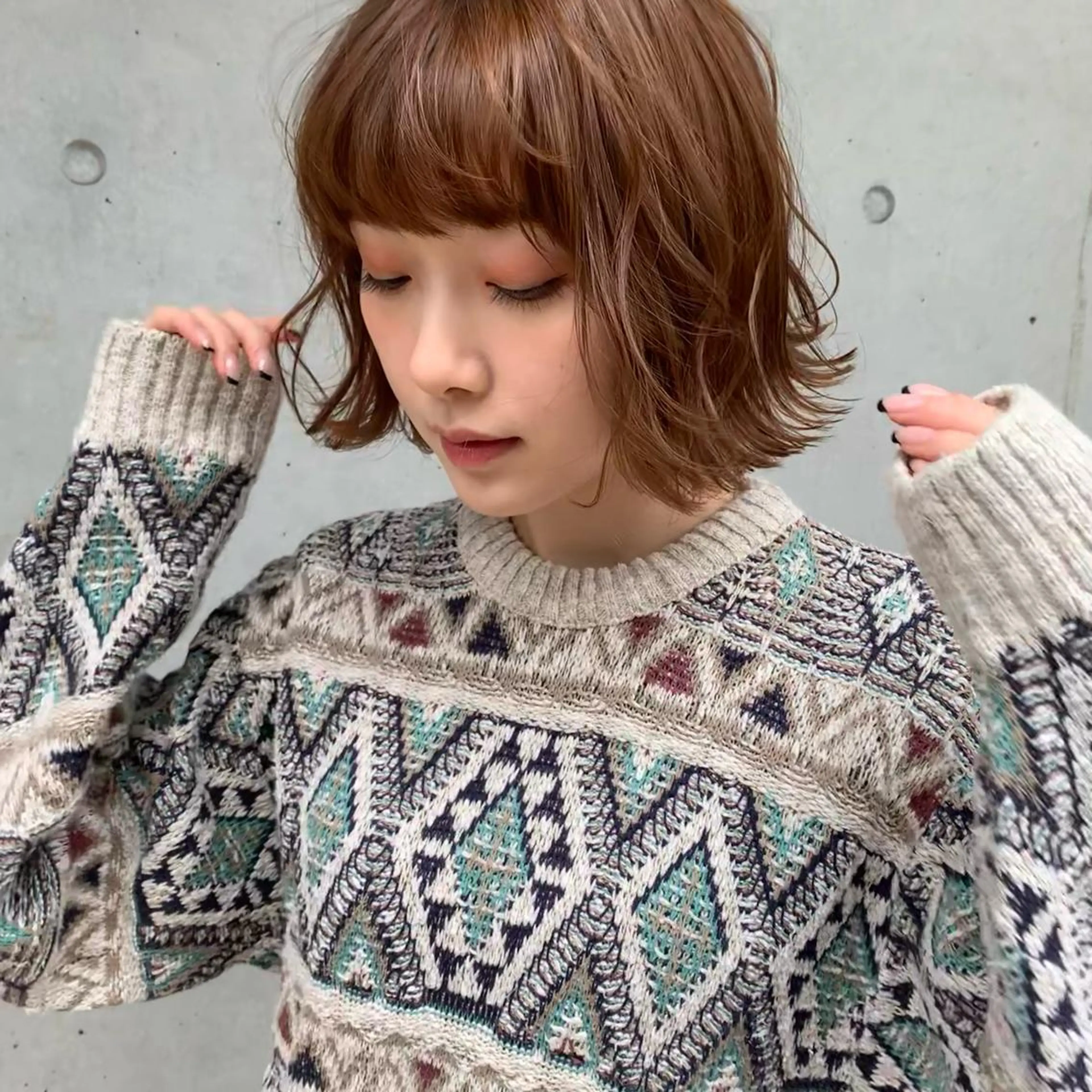 ミディアム トリートメント Ririkoボブ 透明感カラー🤍のヘアスタイル