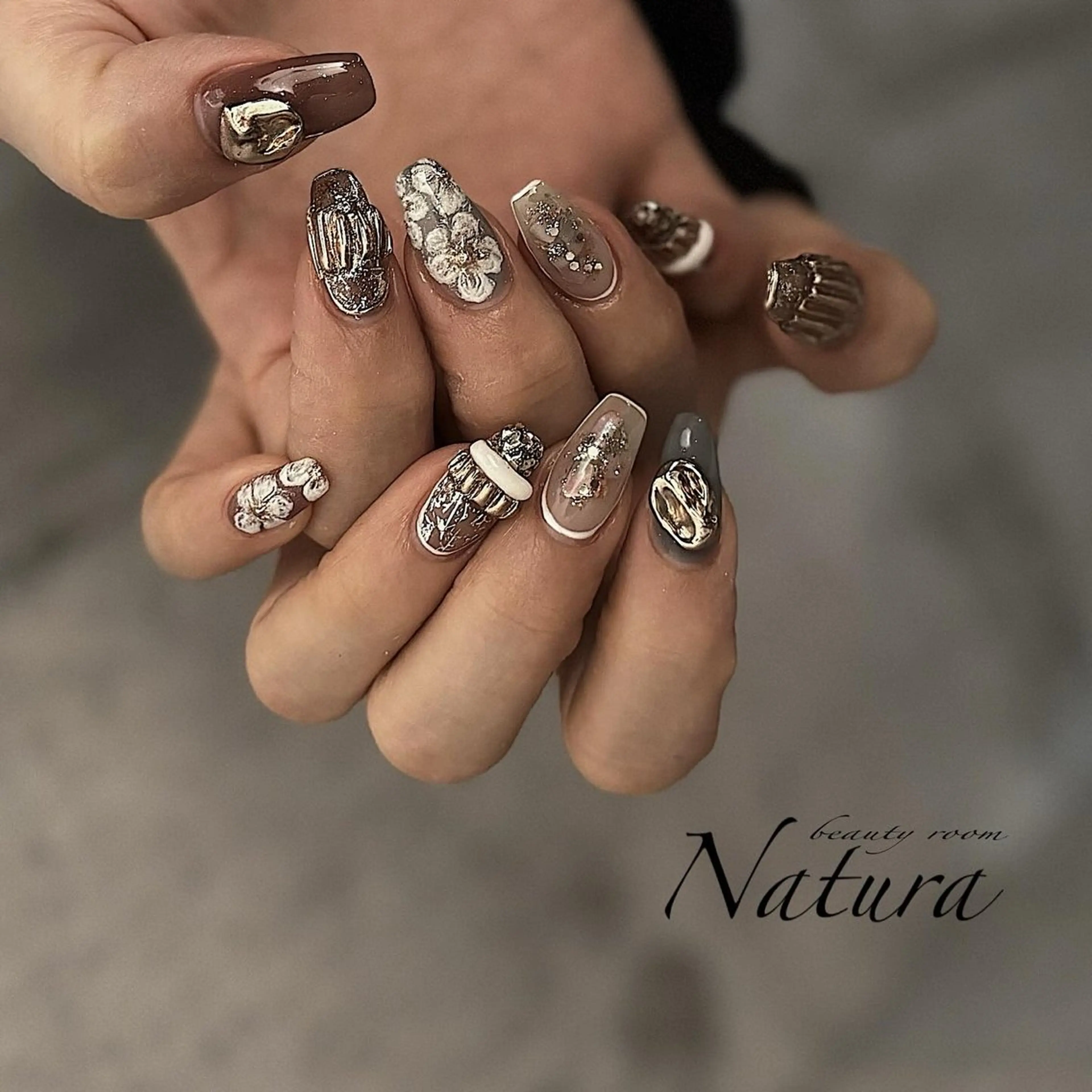 ネイル フラワーネイル ニュアンスネイル ハンドネイル beautyroom Naturaのネイルデザイン