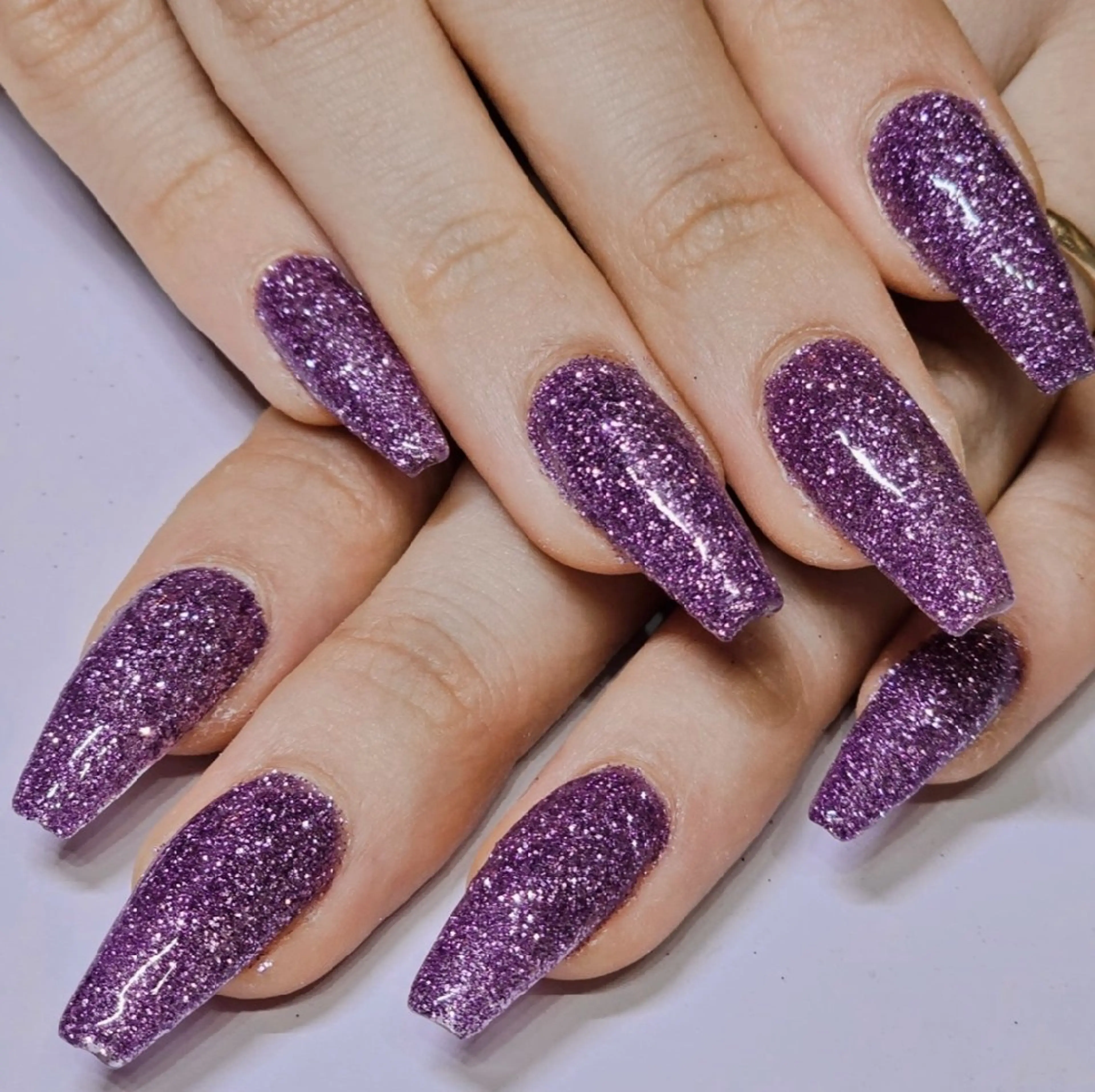 ネイル ラメ(グリッター) ワンカラーネイル パープル ハンドネイル よしだ ひろきのネイルデザイン