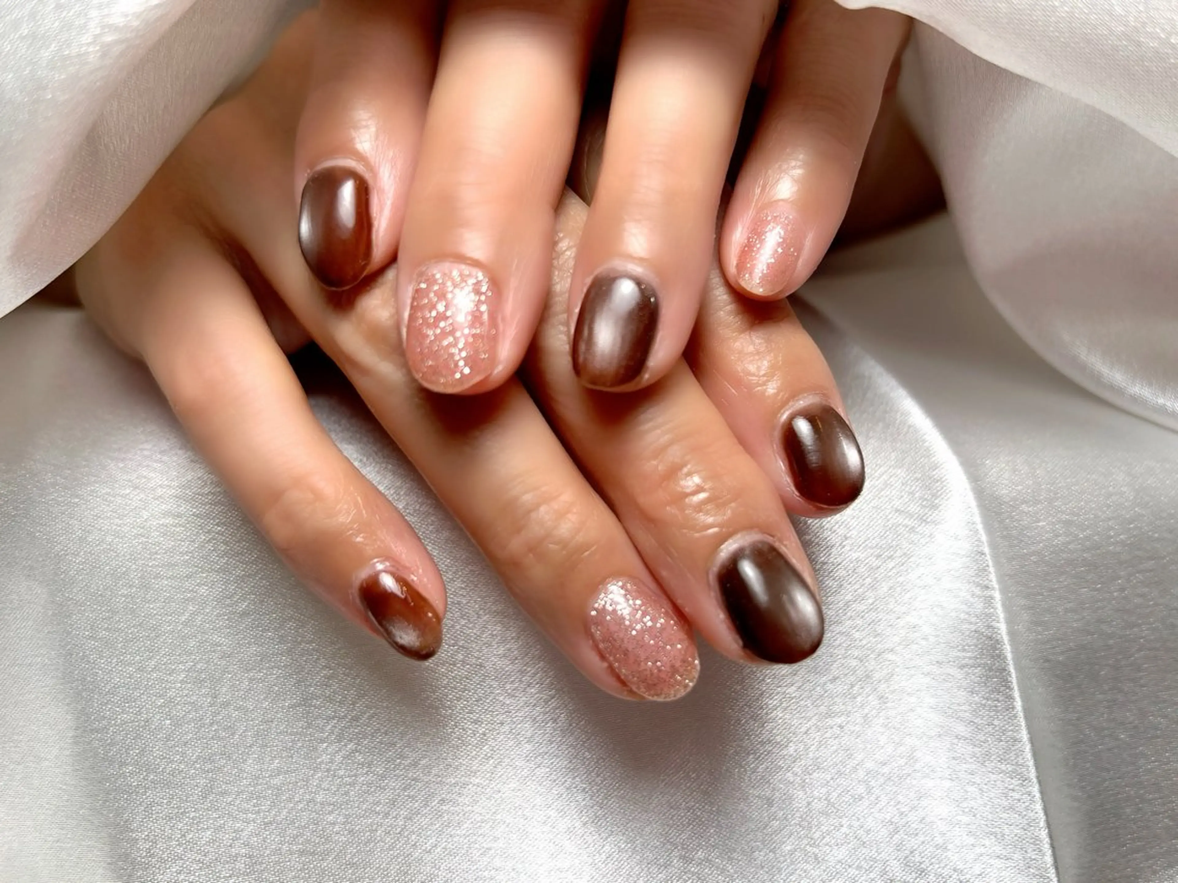 ネイル ブラウン ハンドネイル さおり 紗央里のネイルデザイン