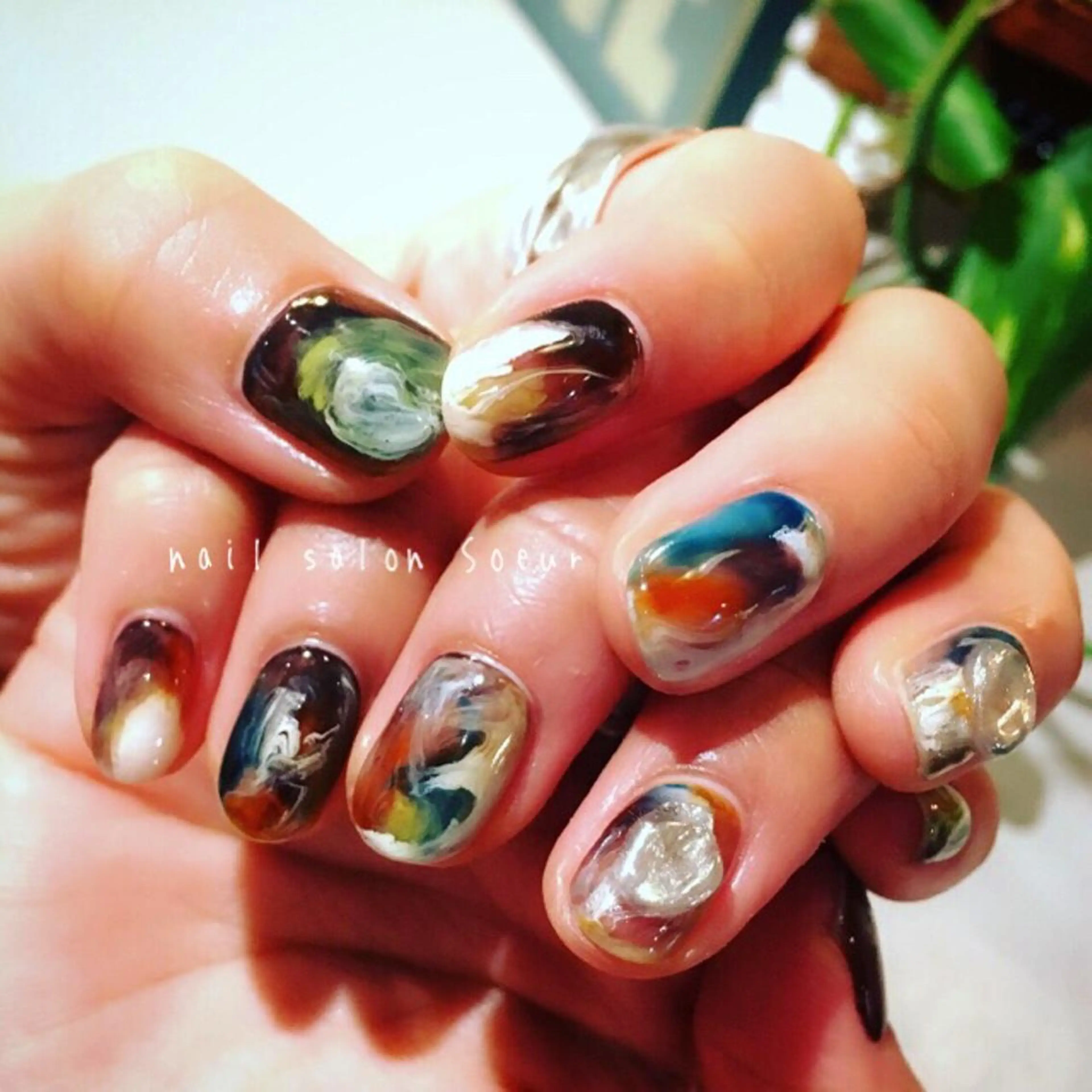 ネイル アートネイル 長さ出し ジェルネイル マットネイル ミラーネイル ハンドネイル nail salon Soeurのネイルデザイン