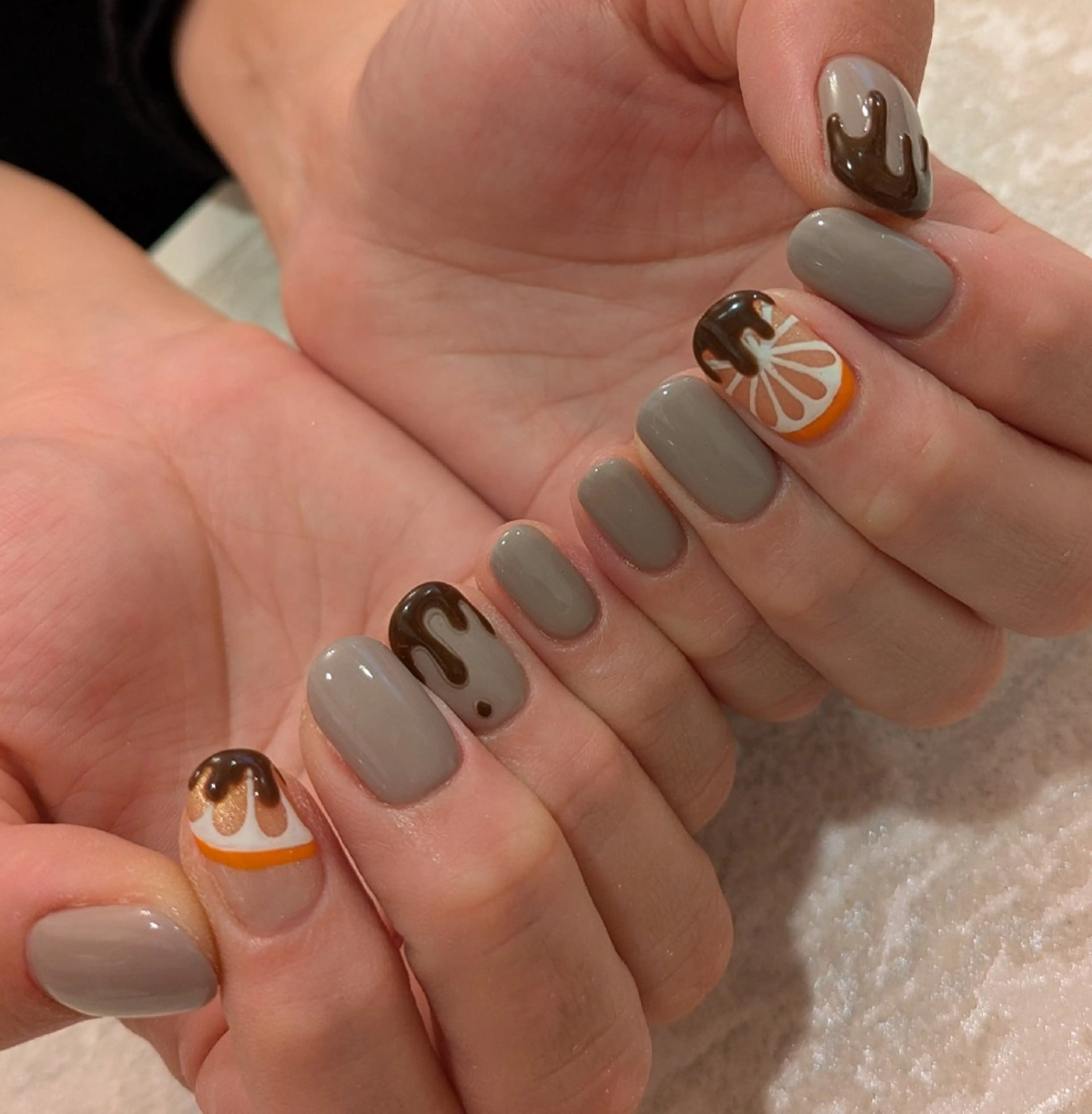 ネイル オレンジ ジェヌインネイル 河内のネイルデザイン