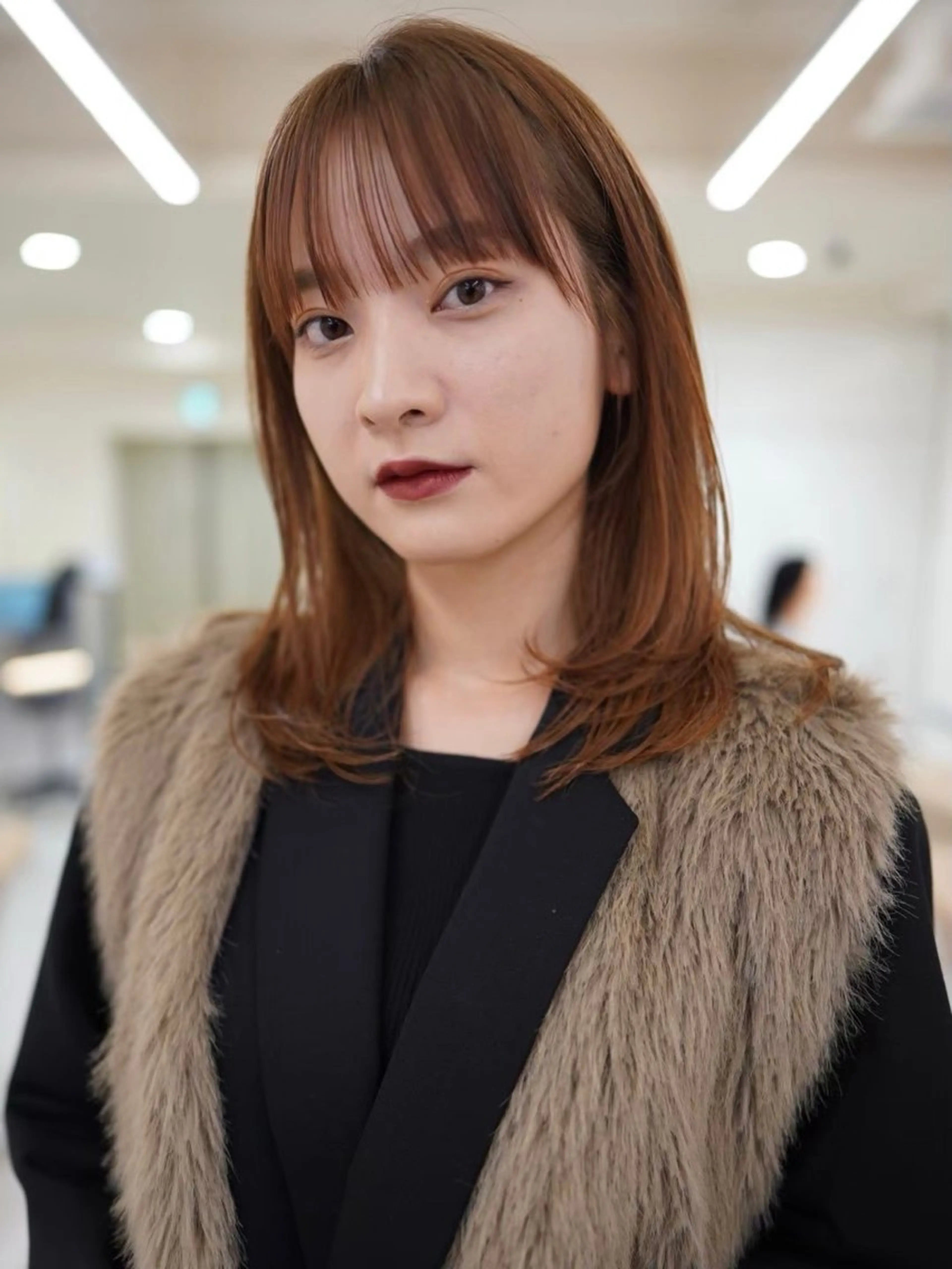 ミディアム カラー カット ヘアカラー トリートメント effect横浜所属・切りっぱなしボブ/ 艶カラー/綾莉のヘアスタイル