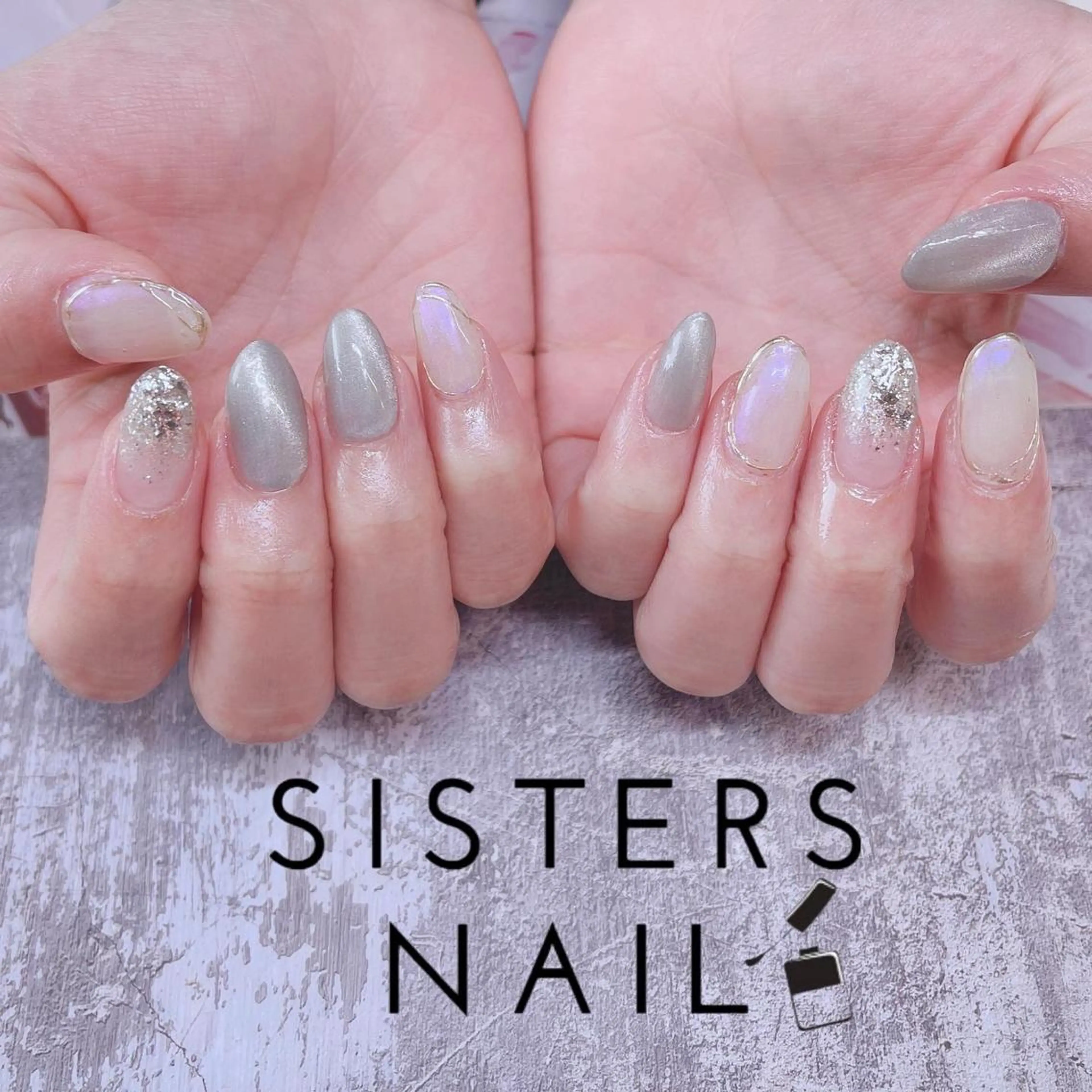 ネイル アートネイル オーロラネイル 卒業式 ホログラムネイル マグネットネイル sisters nail.fのネイルデザイン