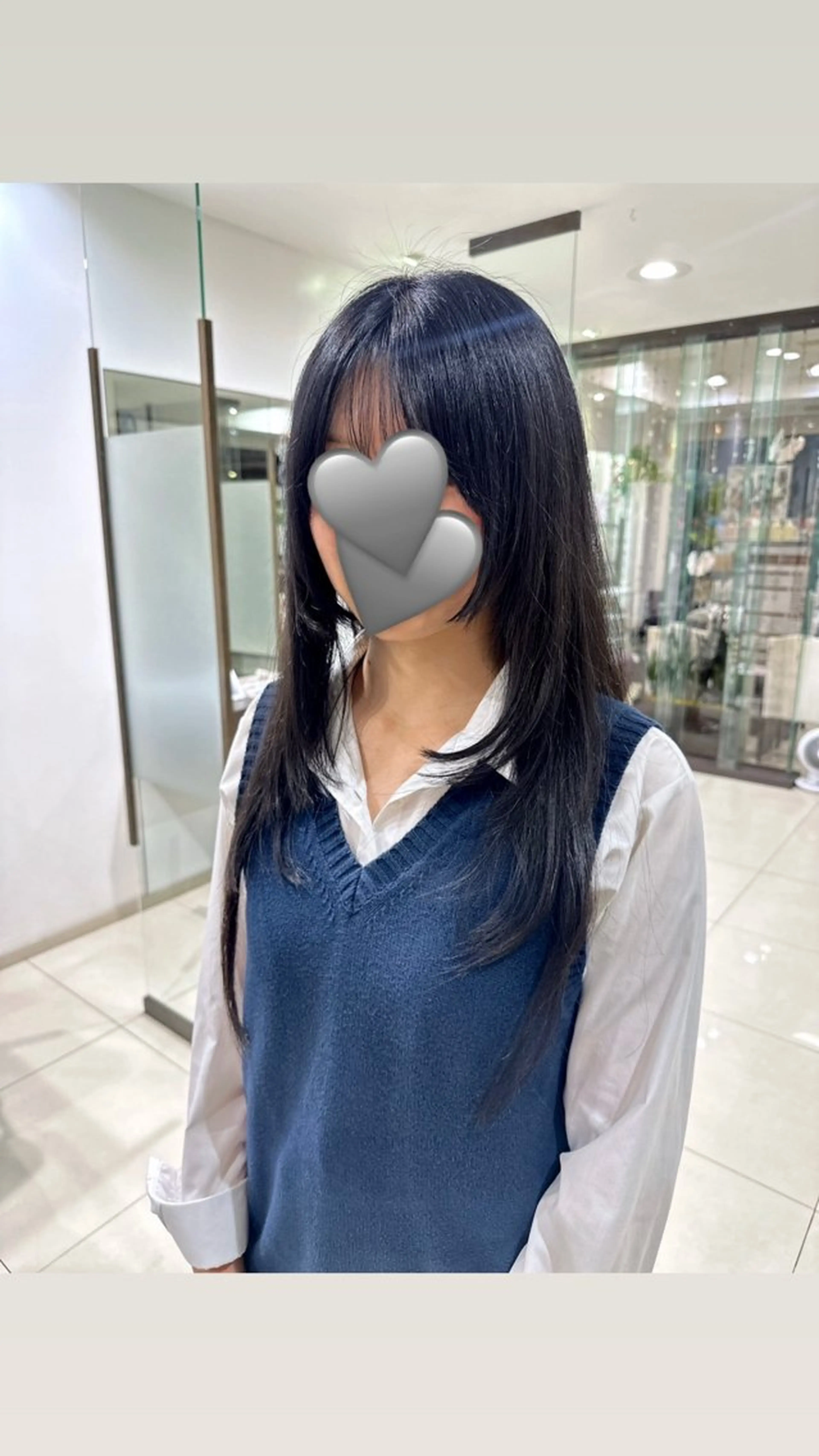 ロング カラー 黒髪 レイヤーカット カット ヘアカラー 艶カラー/縮毛矯正/ ブリーチカラー/みなのヘアスタイル