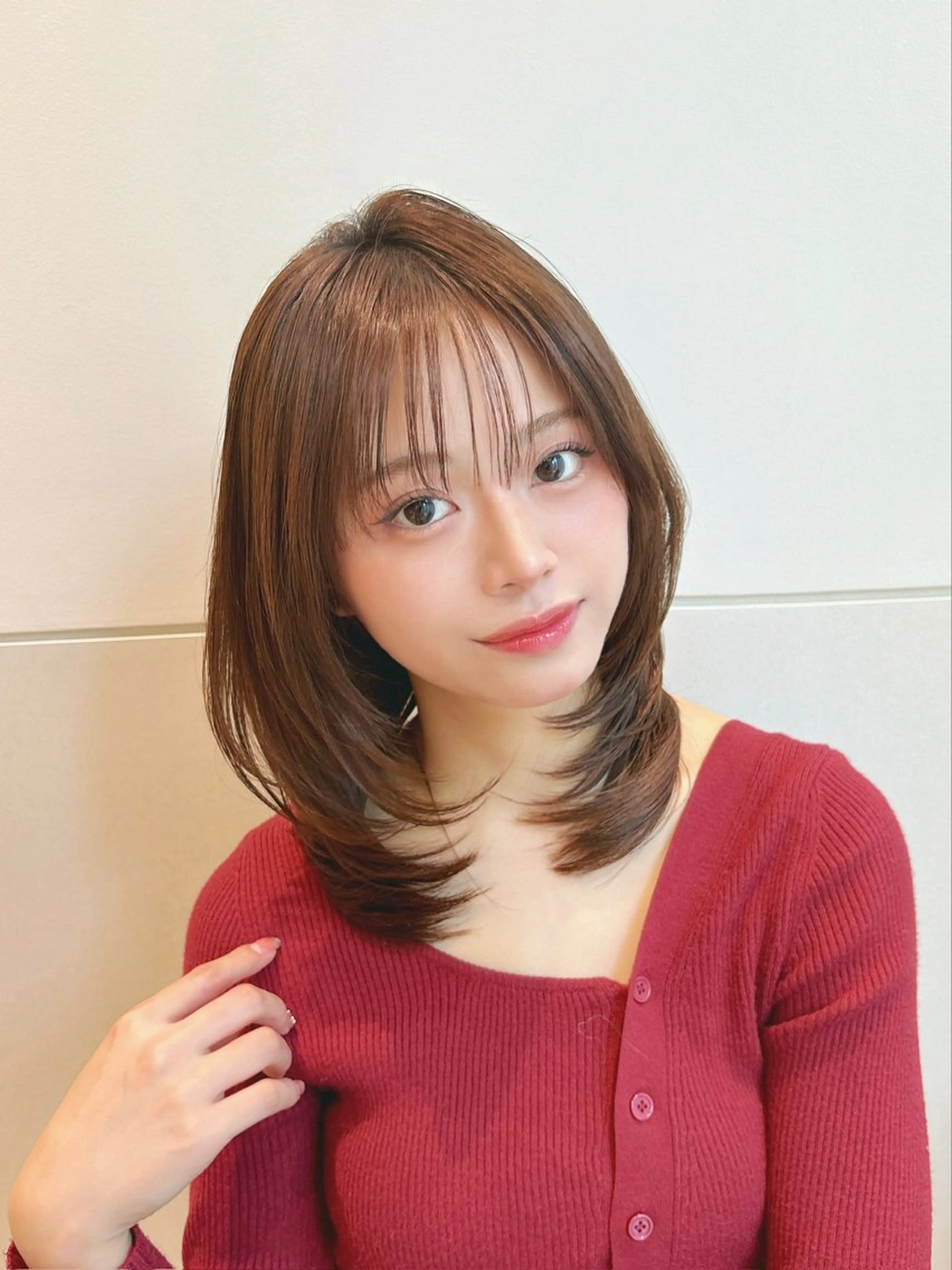 ミディアム カラー パーマ 顔まわりレイヤー レイヤーカット カット ヘアカラー 縮毛矯正 トリートメント 🍀本格ヘッドスパ 👑髪質改善🍀英司のヘアスタイル