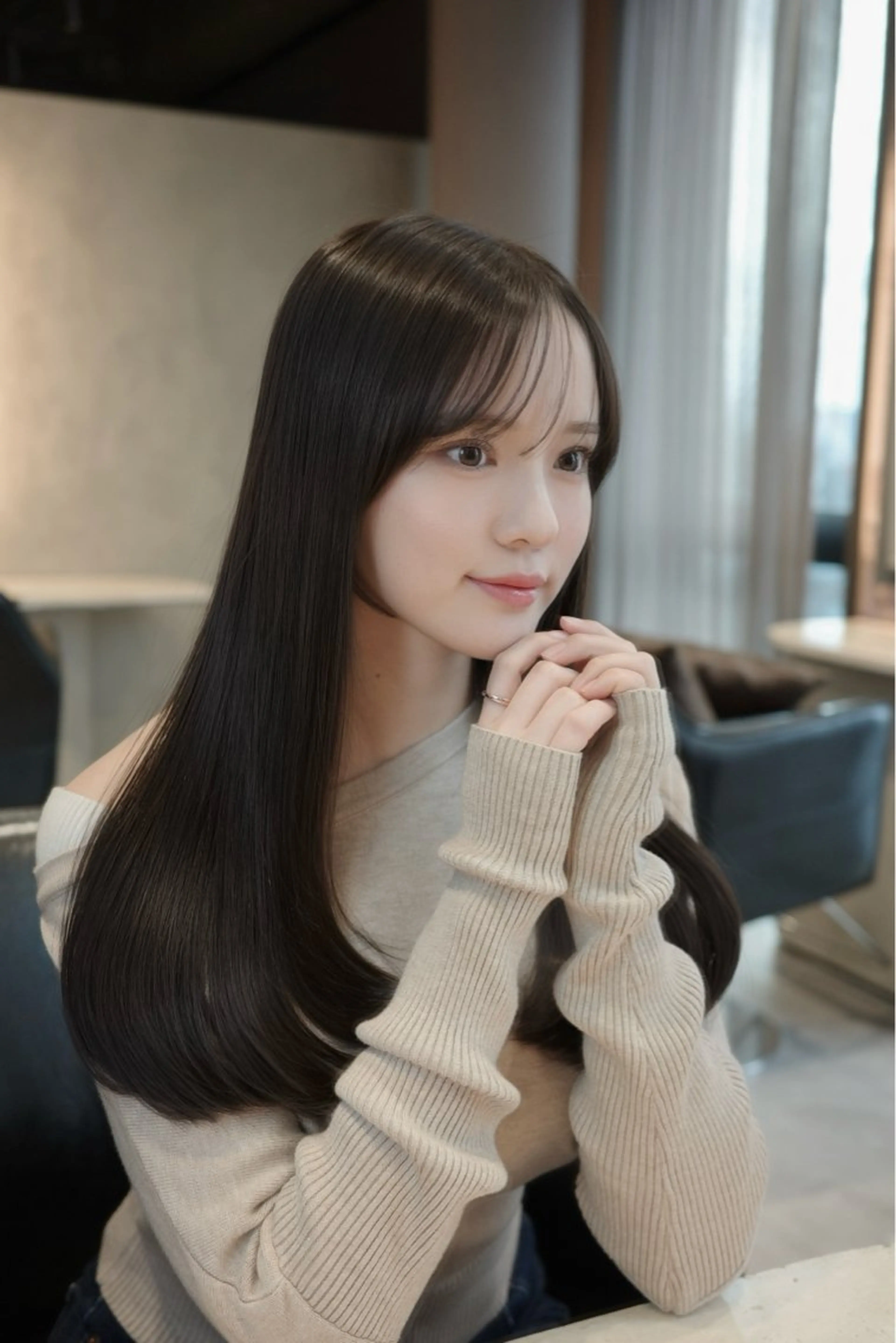 ロング レイヤーカット トリートメント カット ヘアカラー トリートメント L'EANE THE TOKYO所属・美顔形成カット｜青山 髪質改善｜三浦秀太郎のヘアスタイル