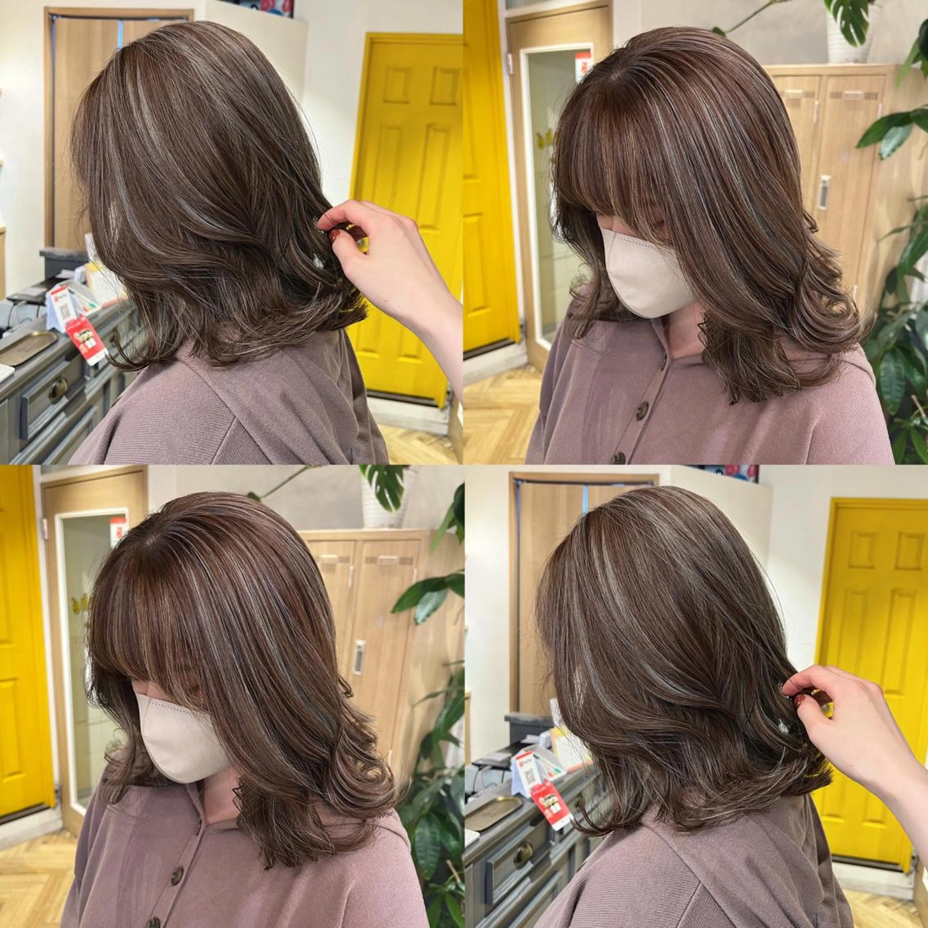 セミロング カラー ハイライトカラー ハイライト 艶カラー/韓国顔周り 🎀mamiのヘアスタイル