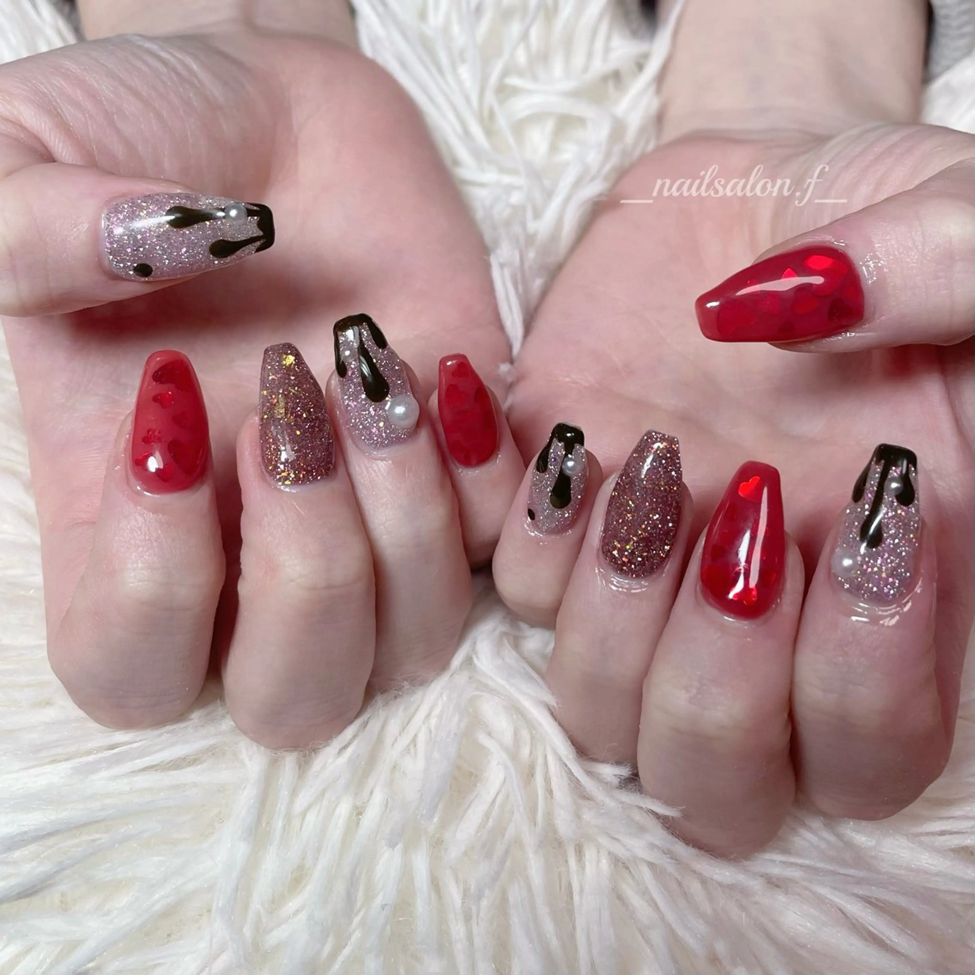 ネイル バレンタイン ハンドネイル Nailsalon Fのネイルデザイン