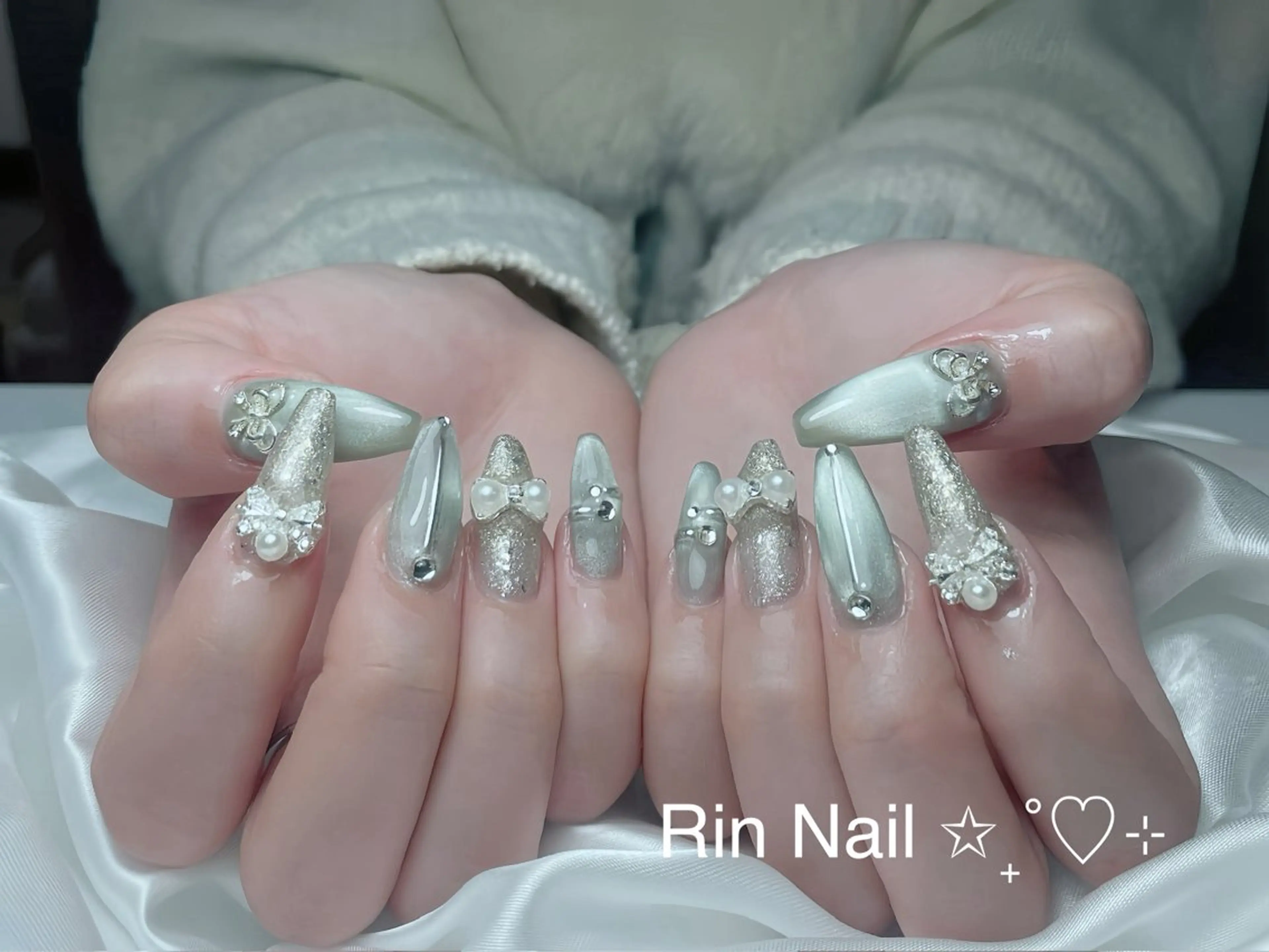 ネイル アートネイル 成人式 ジェルネイル ニュアンスネイル 夏ネイル ハンドネイル Rin Nail 新大久保店のネイルデザイン
