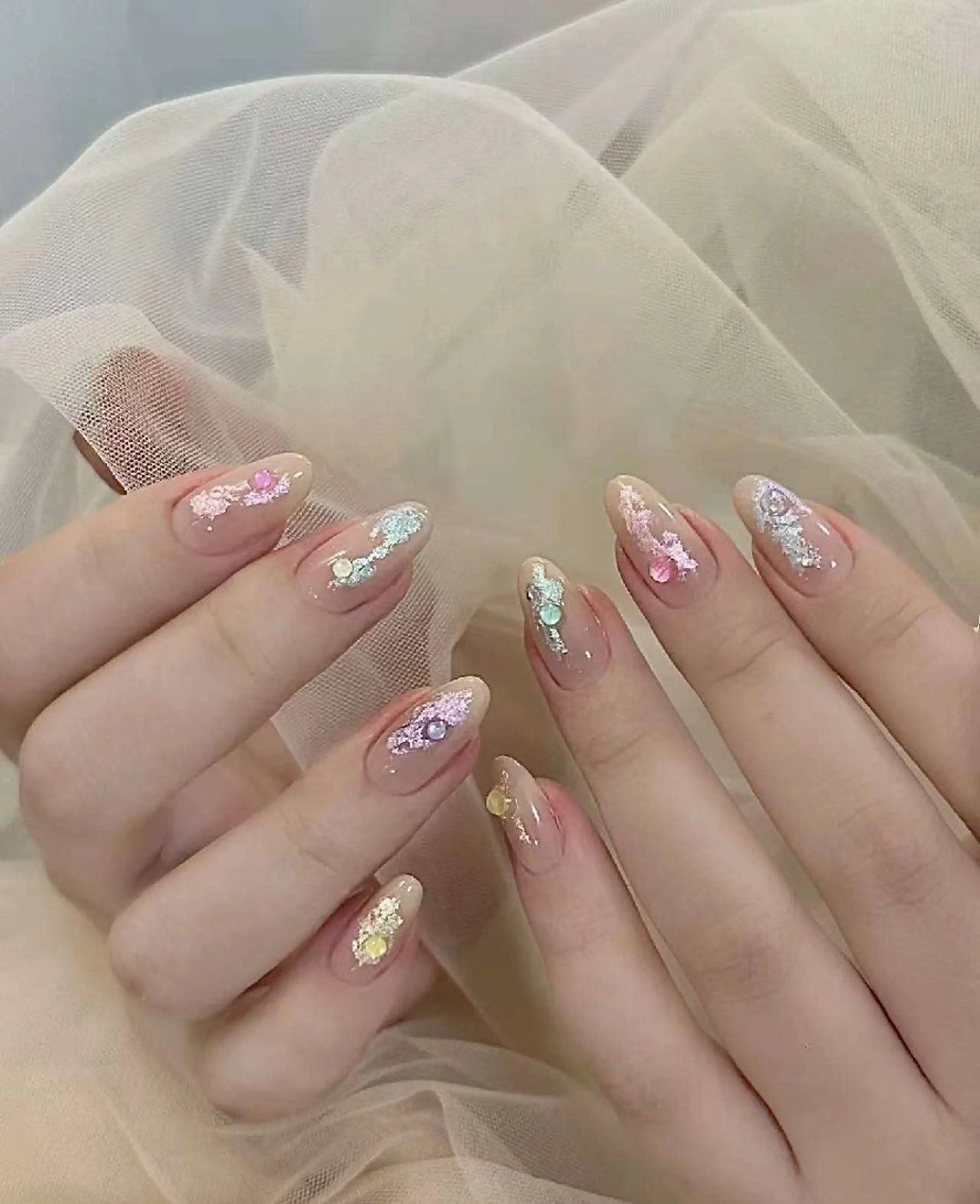 ネイル フラワーネイル フレンチネイル ジェルネイル ガラスフレンチ ハート ハンドネイル Oomiya 服部のネイルデザイン