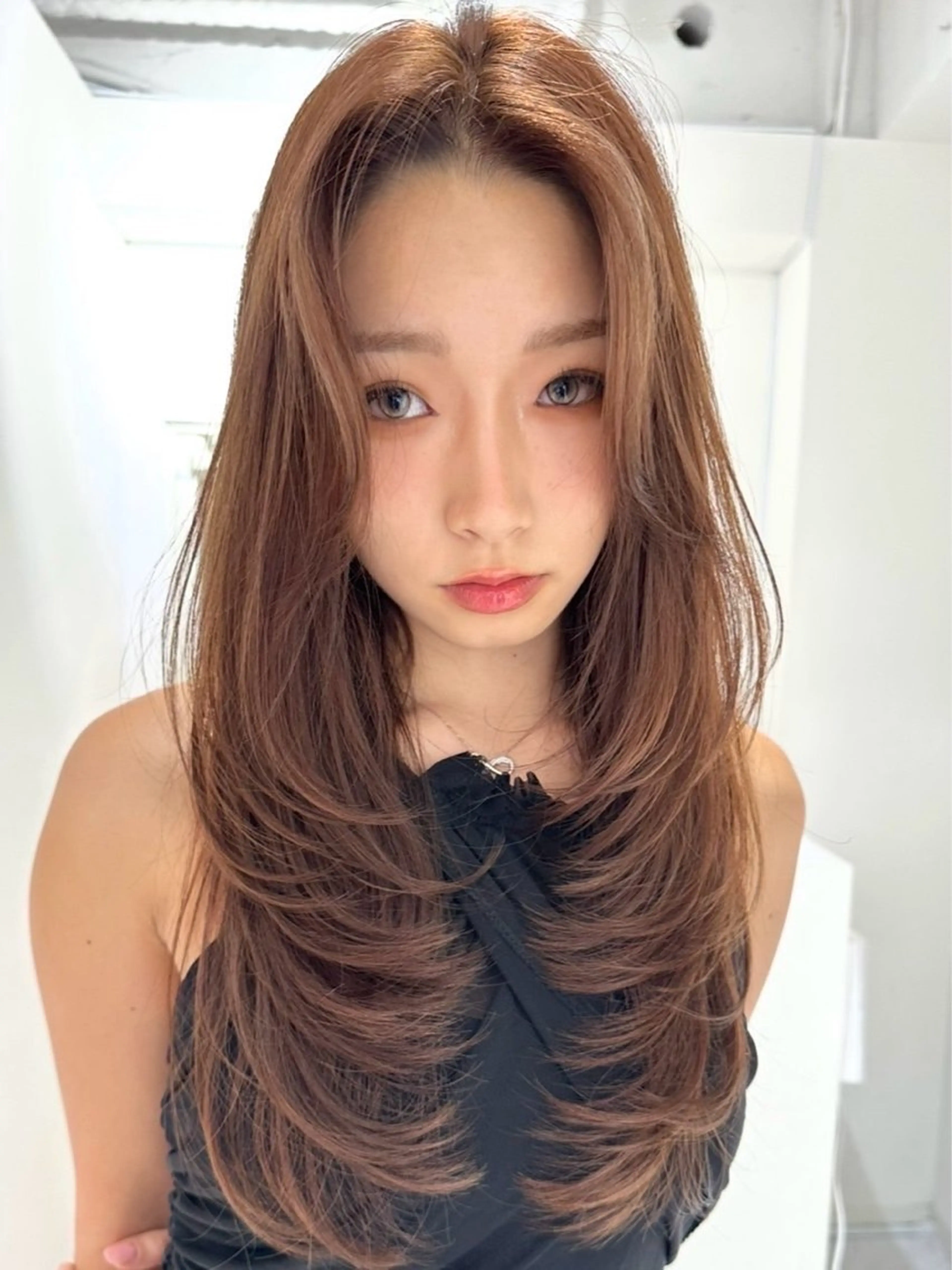 ロング 顔周りカット レイヤーカット 小顔カット CIELO beauty所属・✴︎ Rinaのヘアスタイル