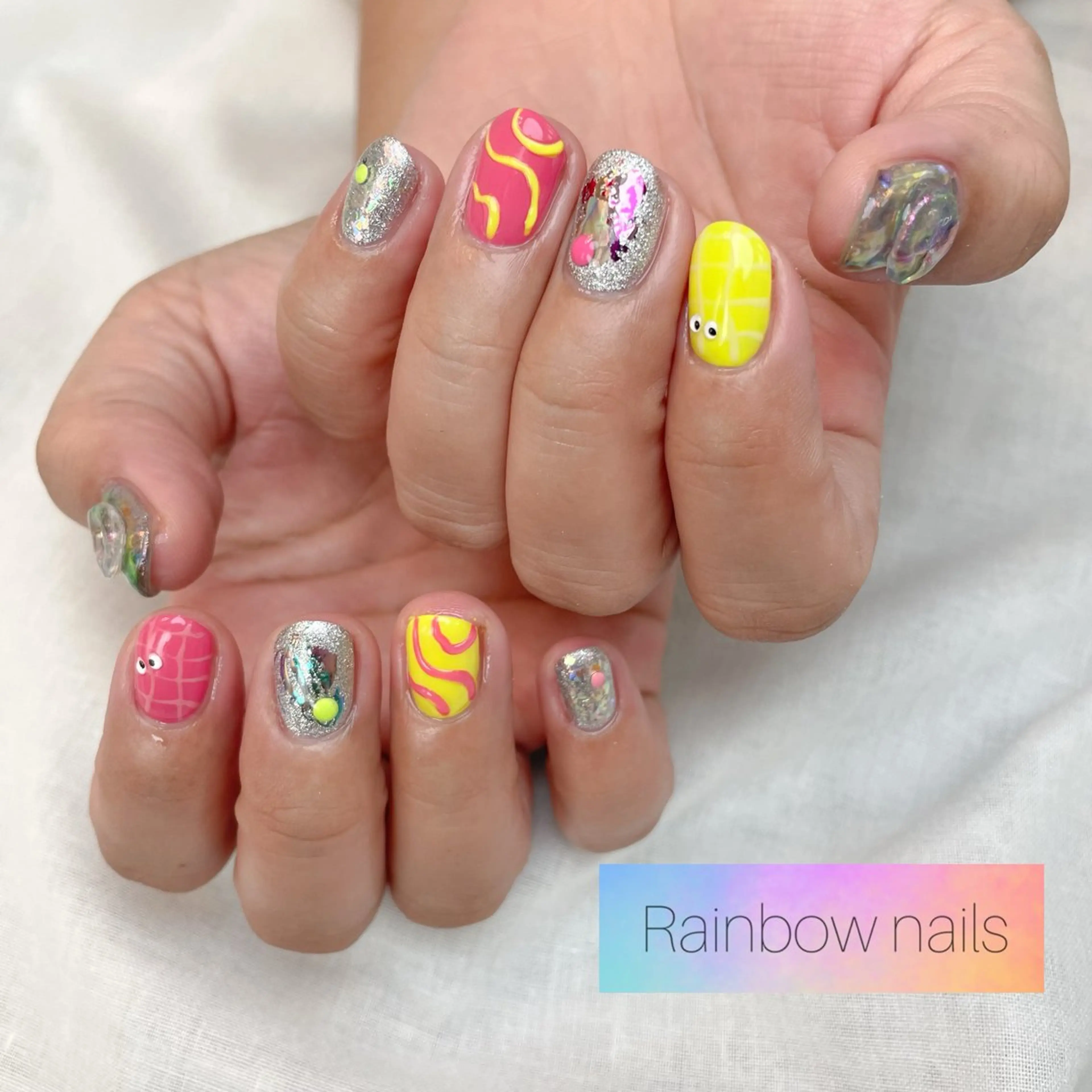 ネイル Rainbow nailsくろちゃんのネイルデザイン