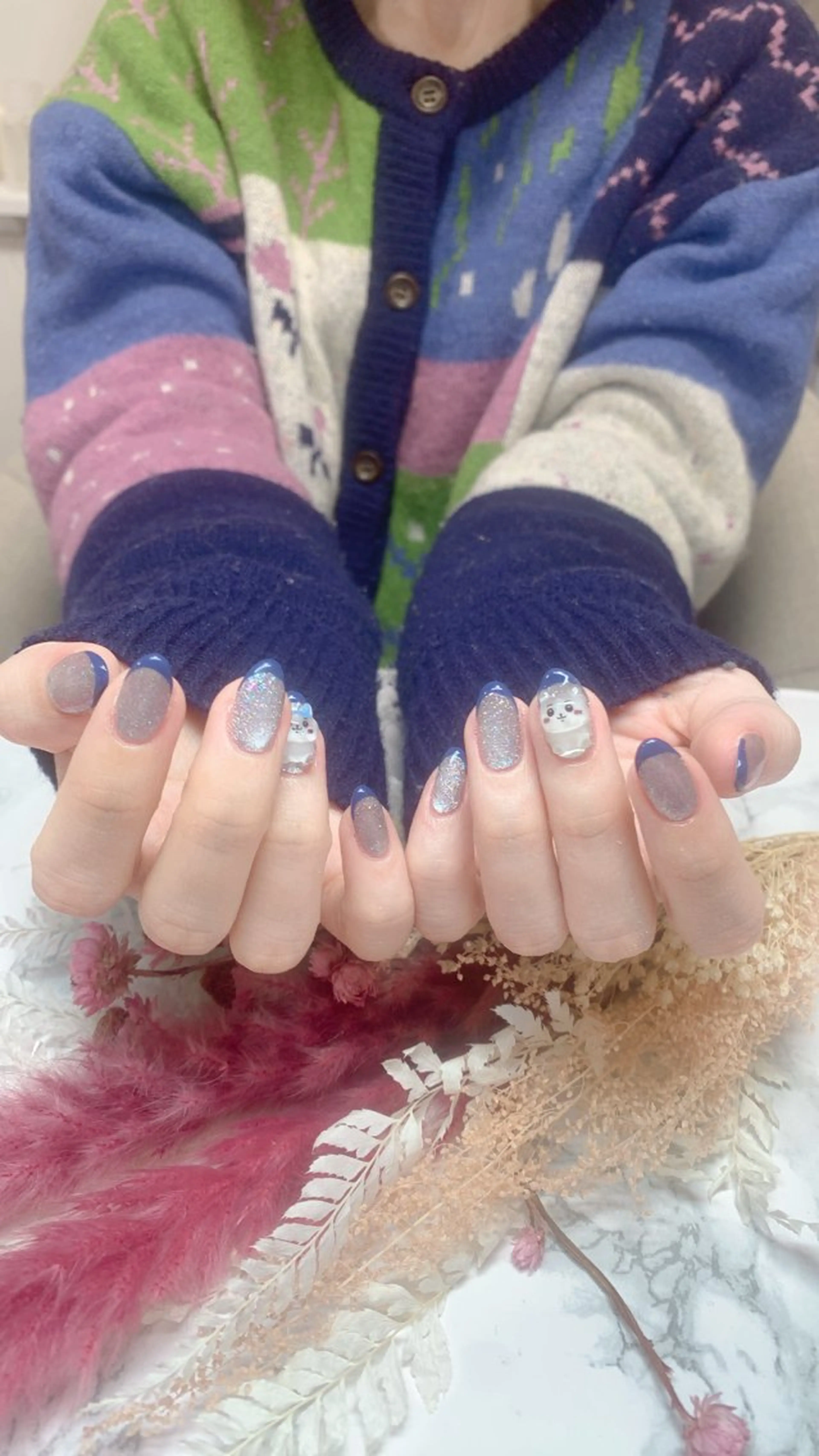 ネイル はな💎ネイル ワンホン、長さ出しのネイルデザイン