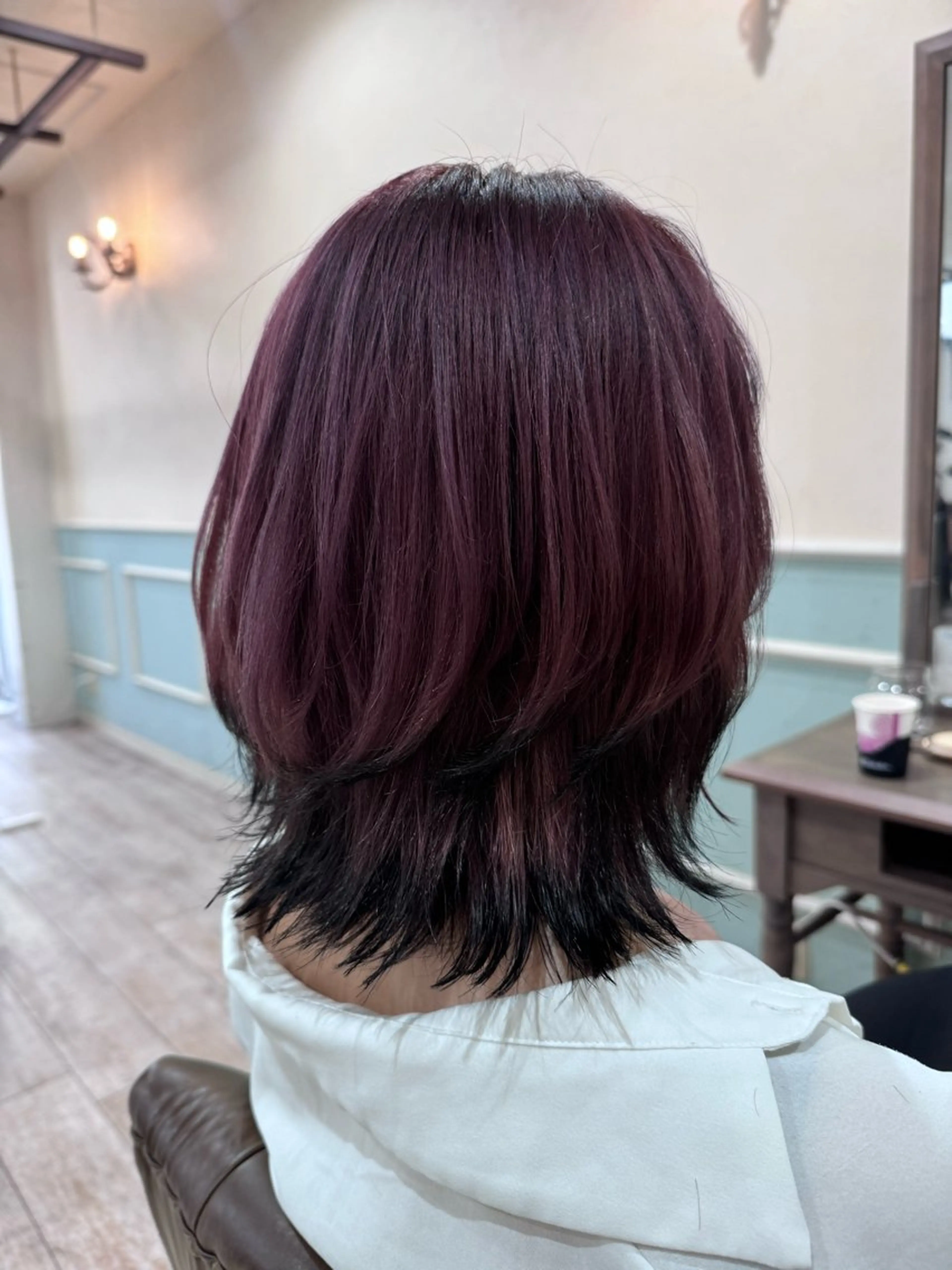 ミディアム カラー ミディアムレイヤー レッドカラー バイオレットカラー レイヤーカット カット ヘアカラー トリートメント 新越谷noble店長 松本拓也▶◀*.のヘアスタイル