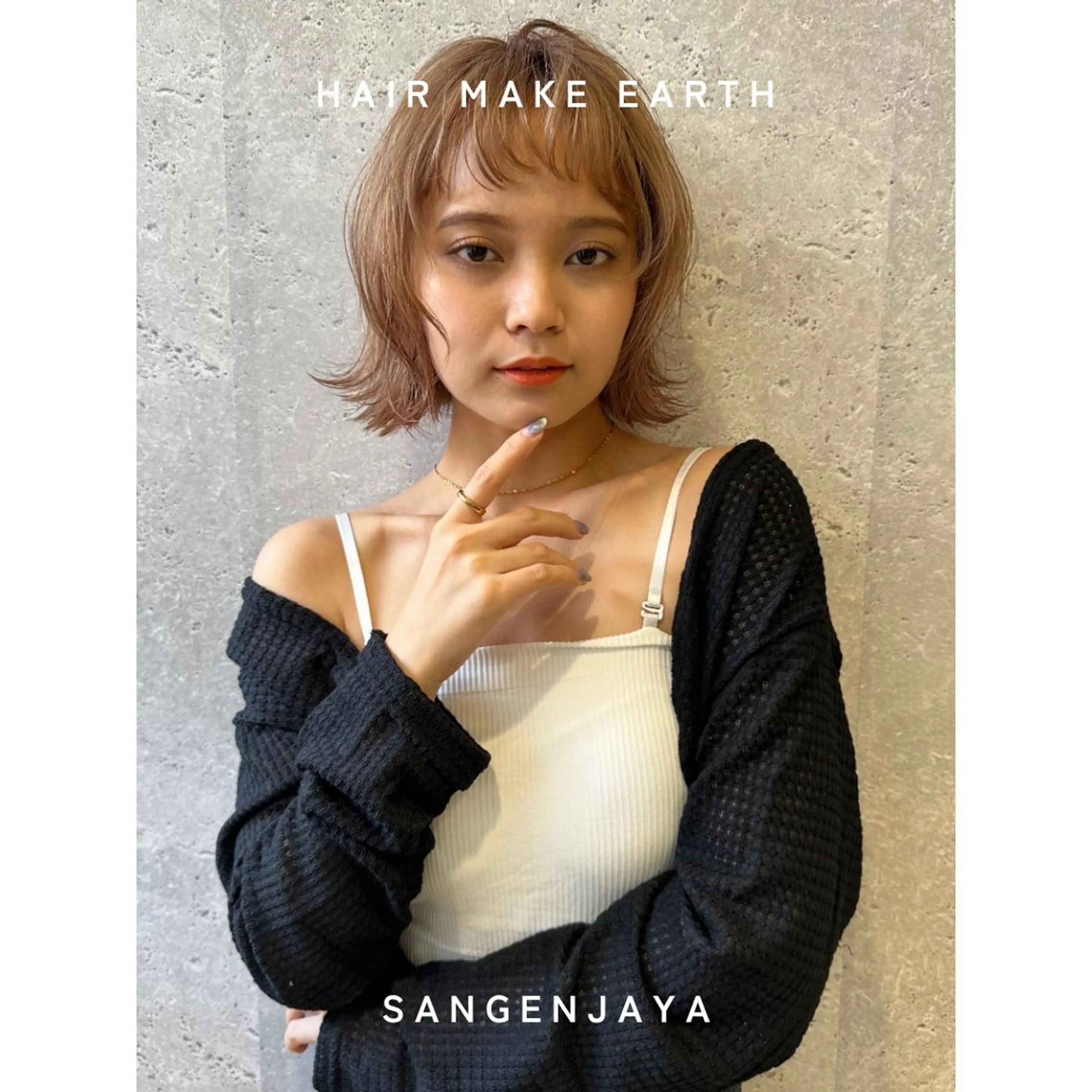 ミディアム ボブレイヤー ボブ くびれヘア レイヤーカット 外ハネヘア hair make earth 🪡のヘアスタイル