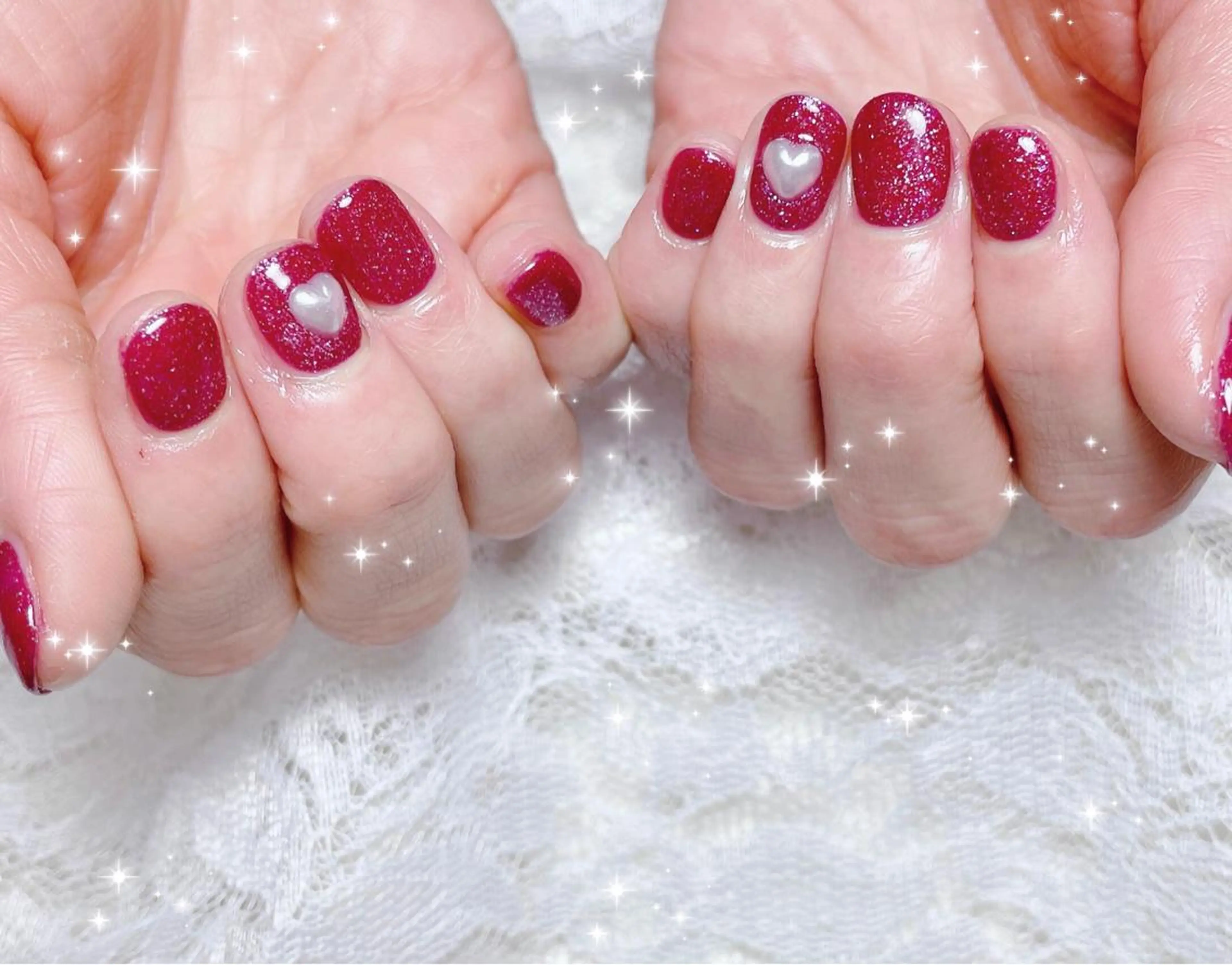 ネイル ボルドー キラキラネイル ワンカラーネイル ハンドネイル FLARE NAIL フレアネイルのネイルデザイン