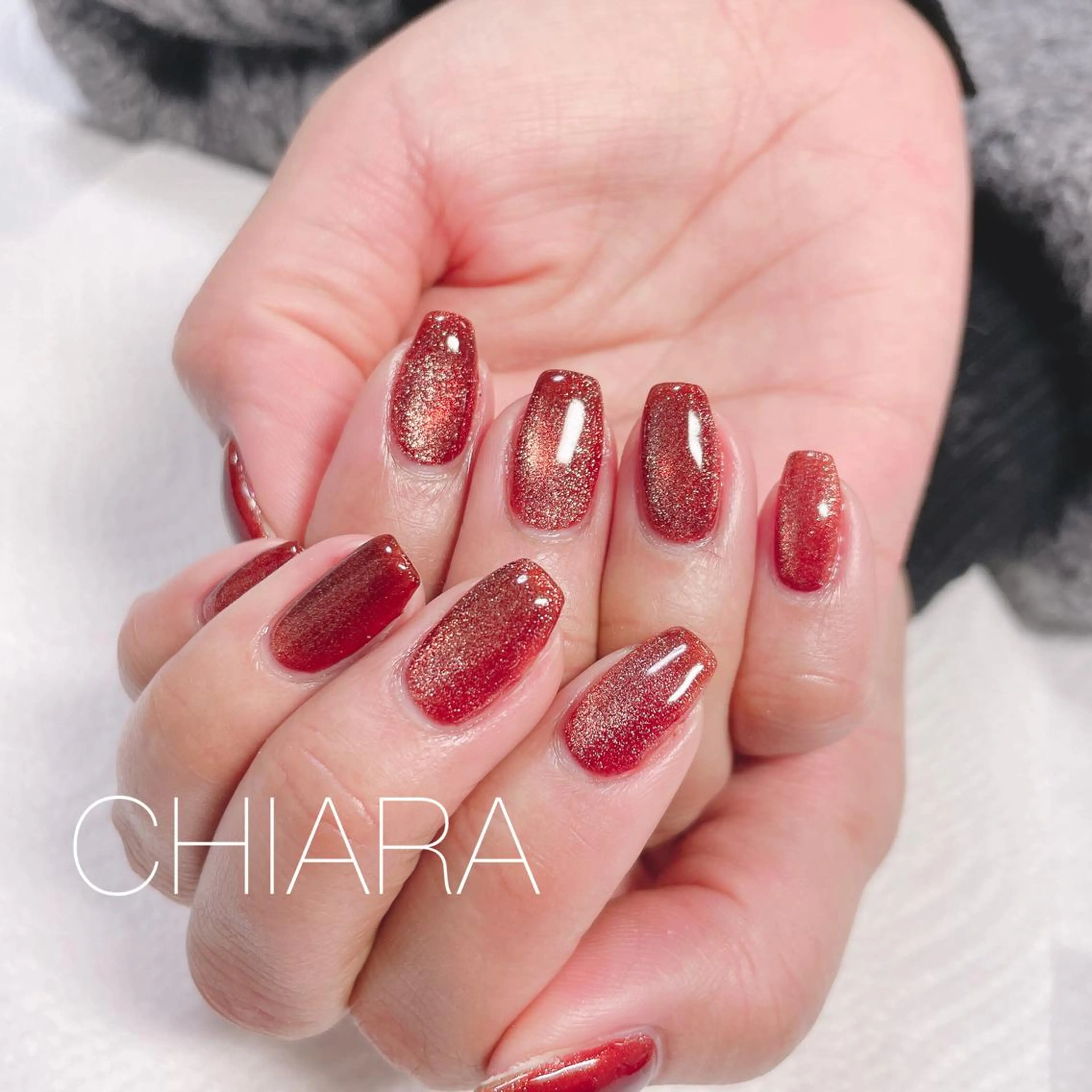 ネイル ラメ(グリッター) マグネットネイル ワンカラーネイル シンプルネイル ハンドネイル CHIARA nailsのネイルデザイン