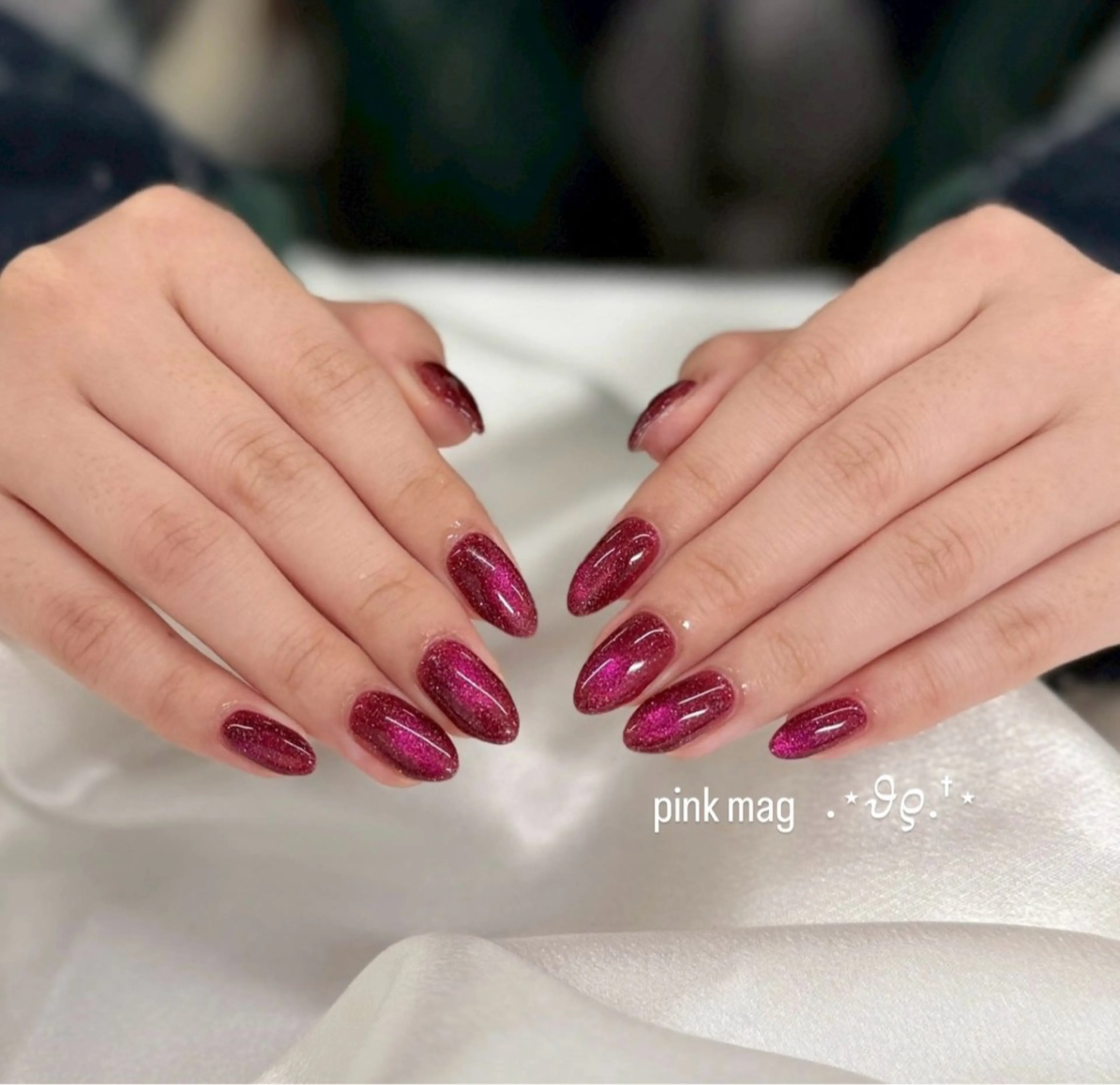 ネイル カジュアル マグネットネイル ピンク ワンホンネイル ハンドネイル MoanaNail Manamiのネイルデザイン