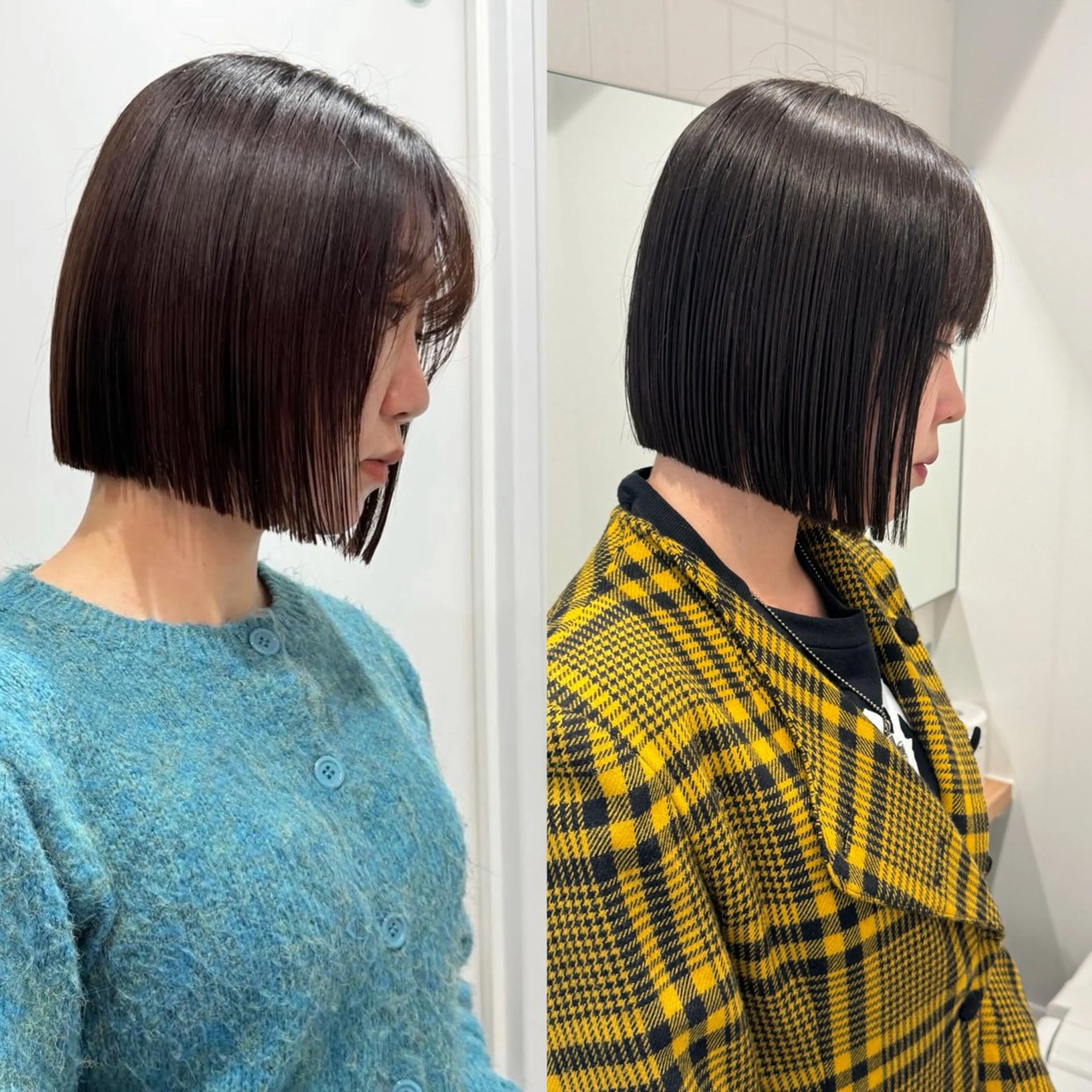 ショート カット ヘアカラー トリートメント laff 新宿所属・切りっぱなしボブ レイヤー/縮毛矯正のヘアスタイル