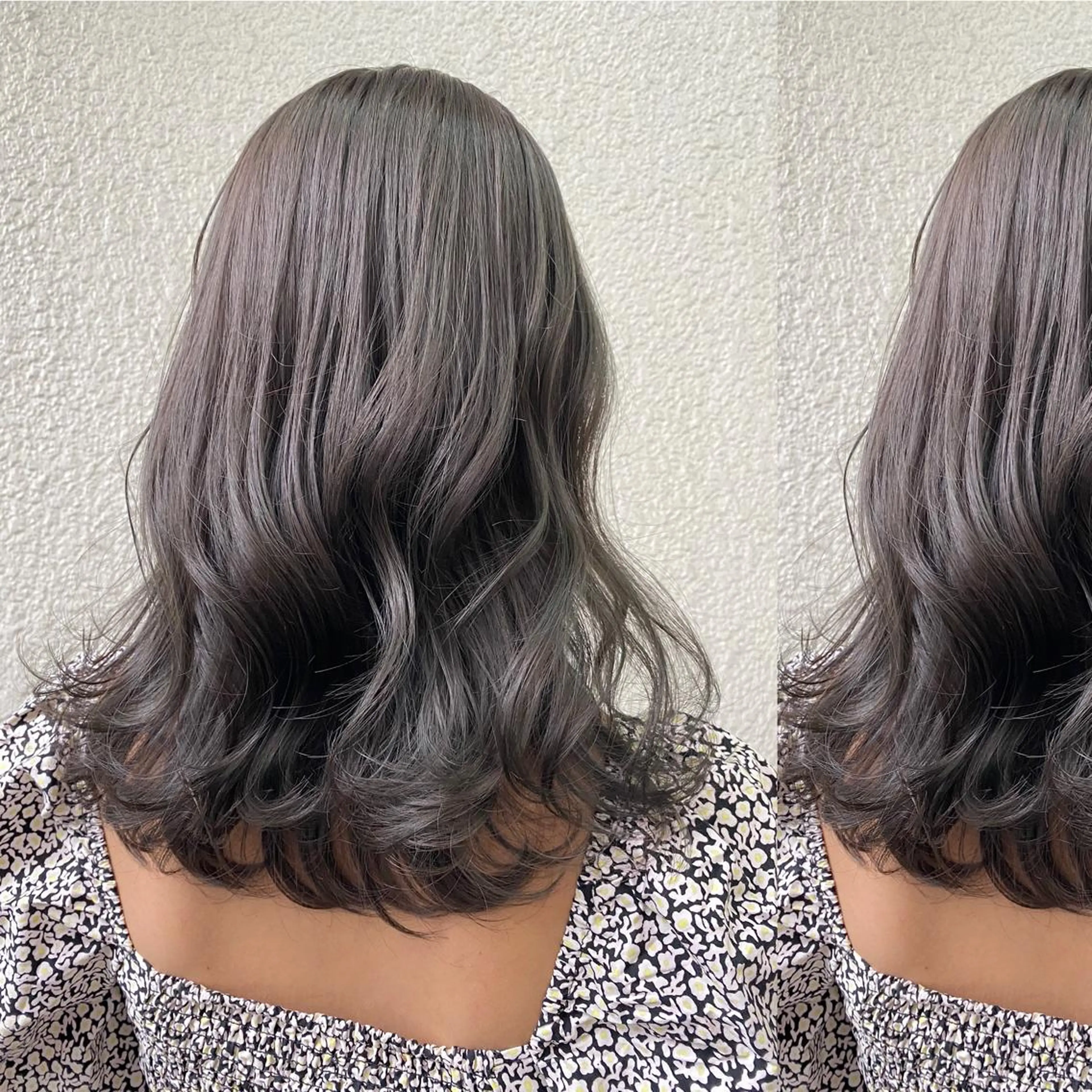 ミディアム カラー グレージュ ラベンダーカラー ラベンダーグレージュ ラベンダーグレー ヘアカラー ツキノキ ミナのヘアスタイル