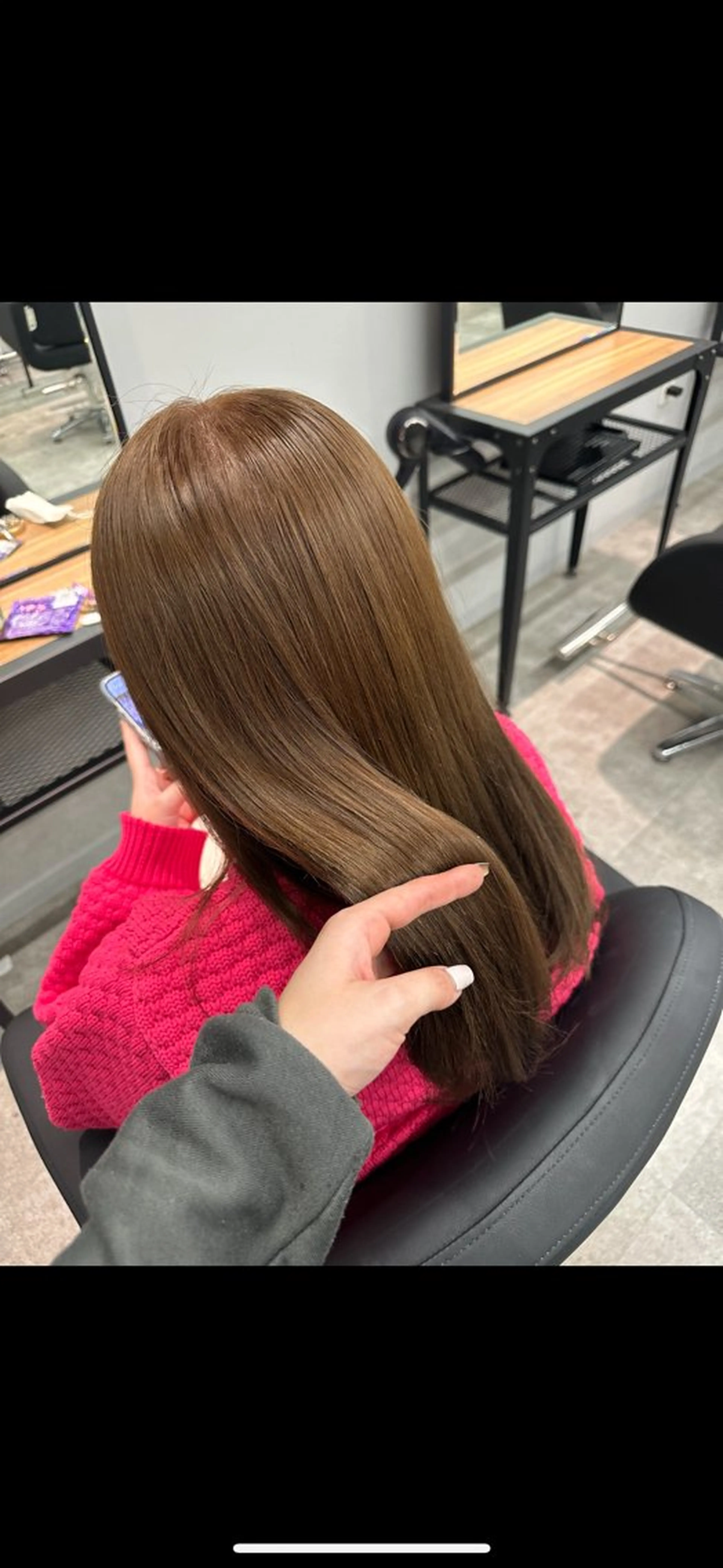 セミロング カラー 縮毛矯正/艶カラー /髪質改善/なんばのヘアスタイル