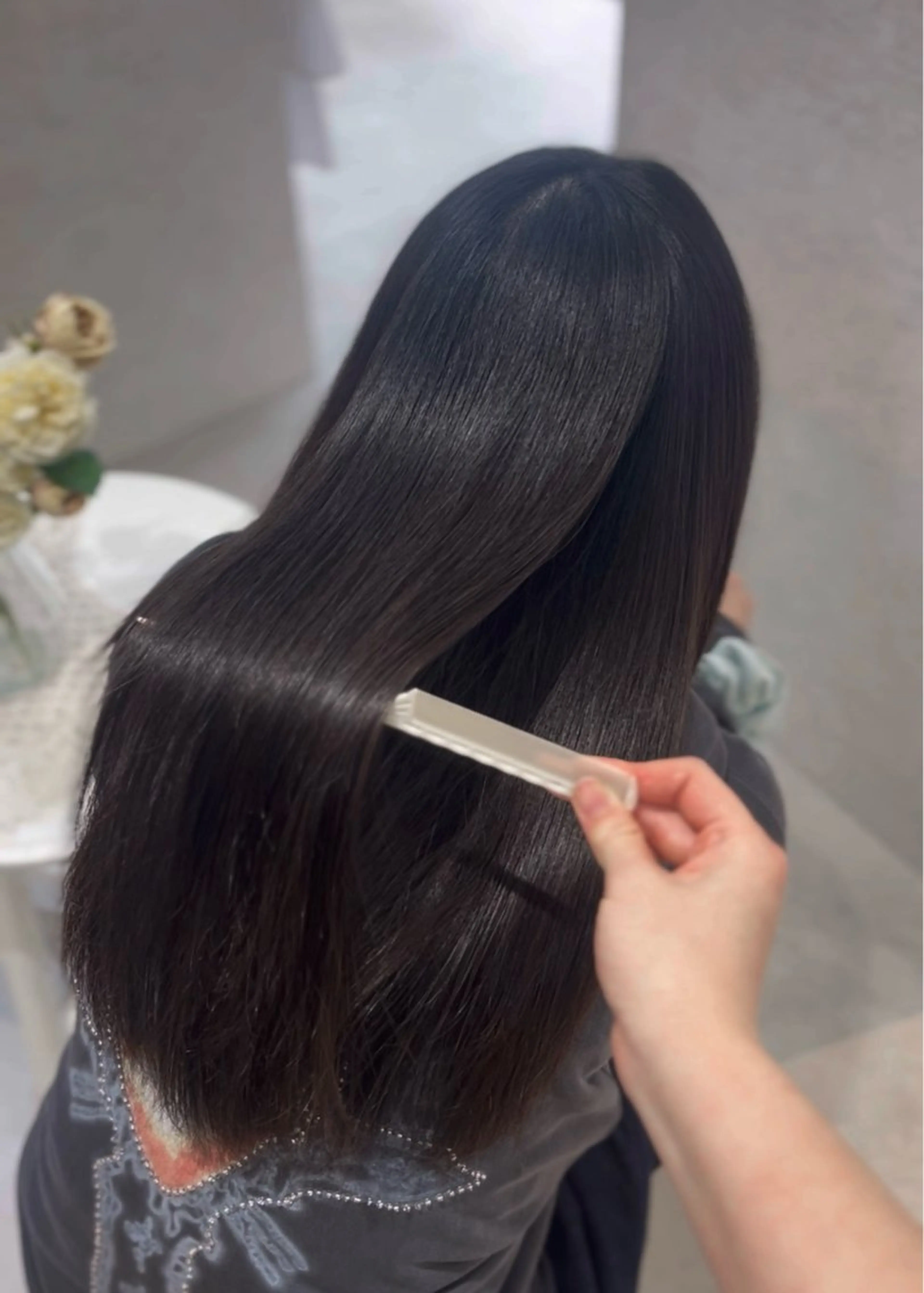 ロング パーマ suzuka/透明感 カラー 美髪縮毛矯正のヘアスタイル