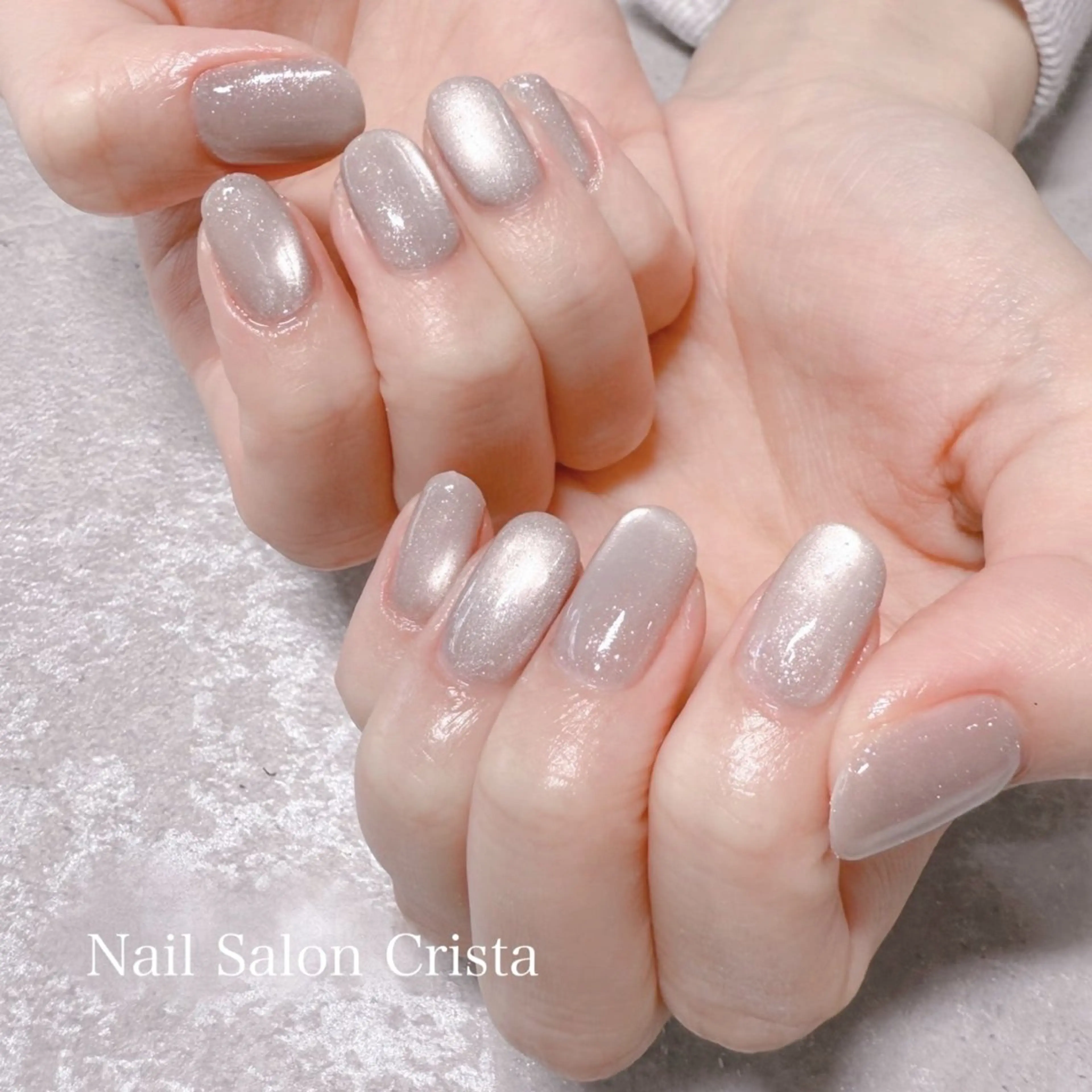ネイル ジェルネイル マグネットネイル パラジェル シルバー ハンドネイル NAILSALON CRISTA所属・🤍CRISTA yui🤍のネイルデザイン
