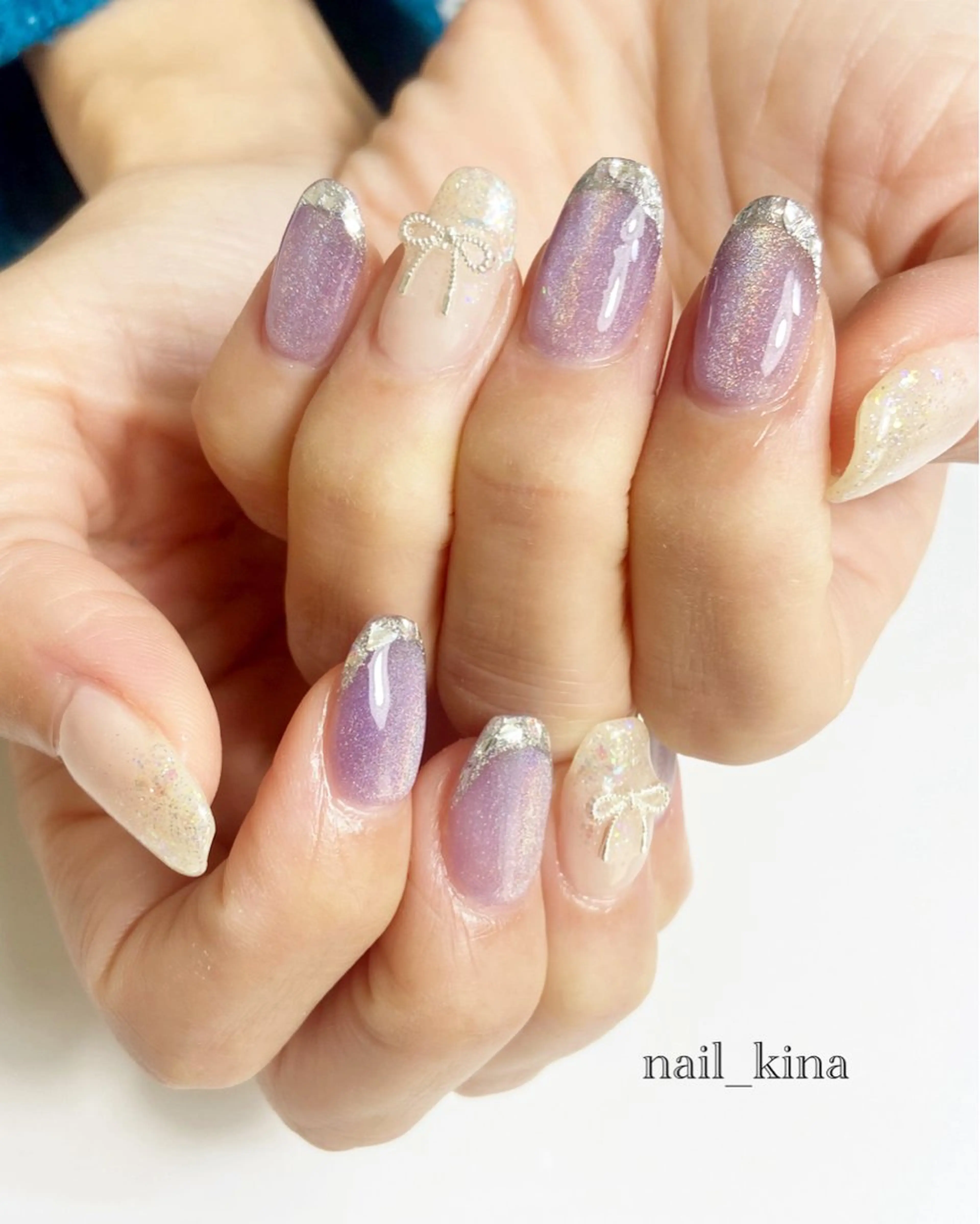 ネイル フレンチネイル ガラスフレンチ マグネットネイル マグネットフレンチ nail_ kinaのネイルデザイン