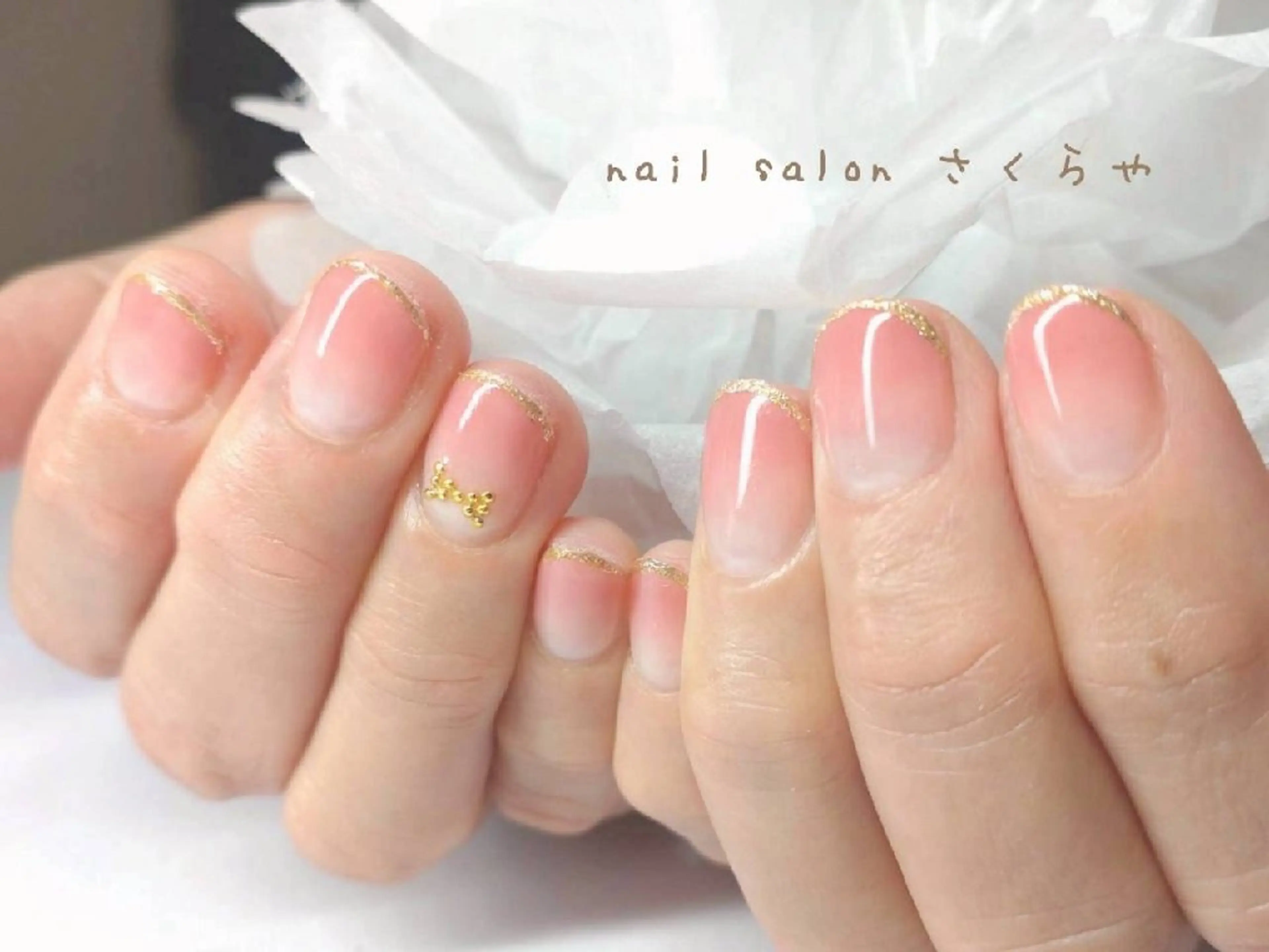 ネイル 成人式 グラデーション リボン シンプルネイル 冬ネイル さくらや❤ パラジェル使用のネイルデザイン