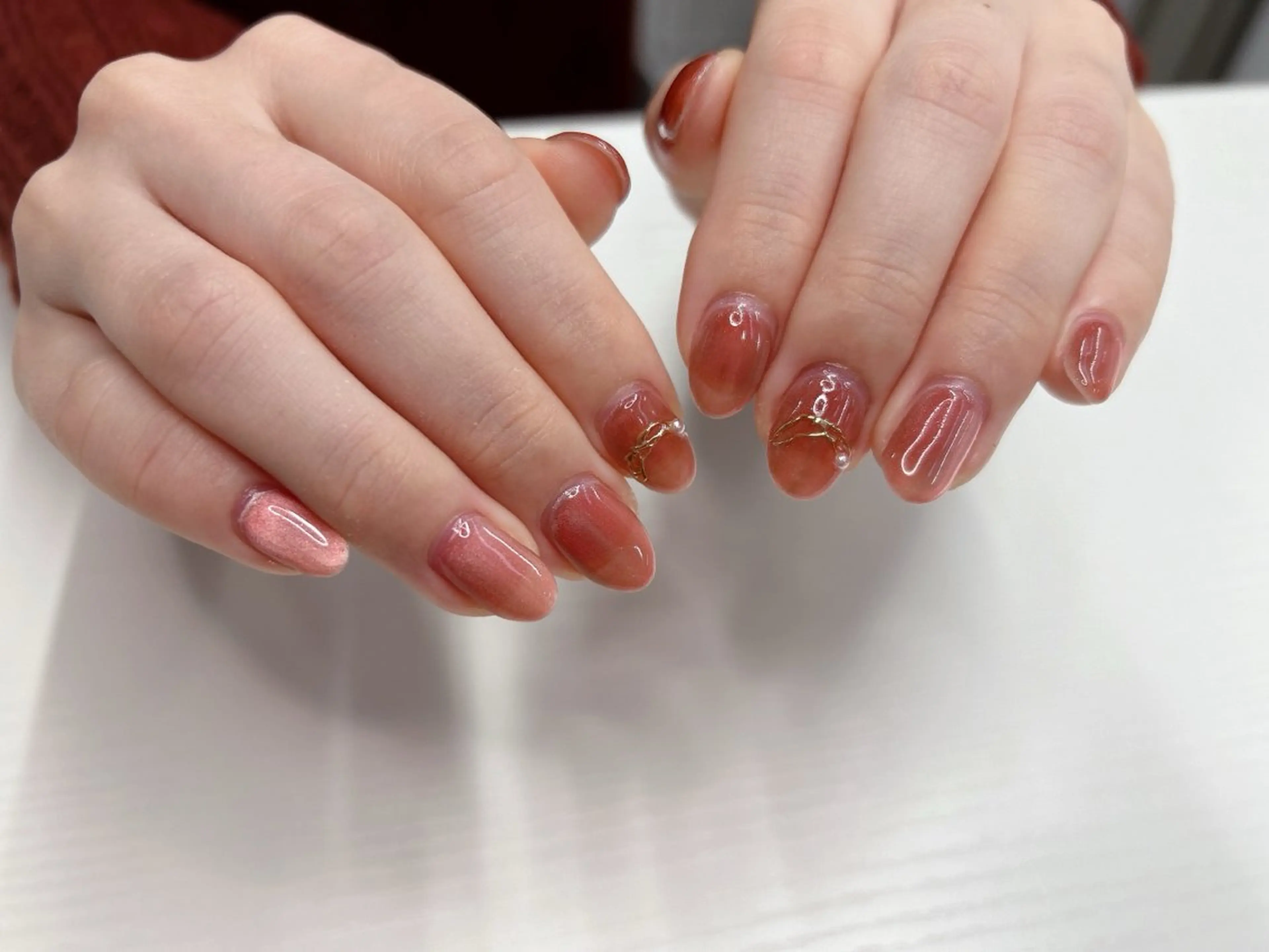 ネイル 桜ネイル マグネットネイル ミラーネイル ピンク ワンホンネイル ハンドネイル Forca total studio所属・Forca Airaのネイルデザイン