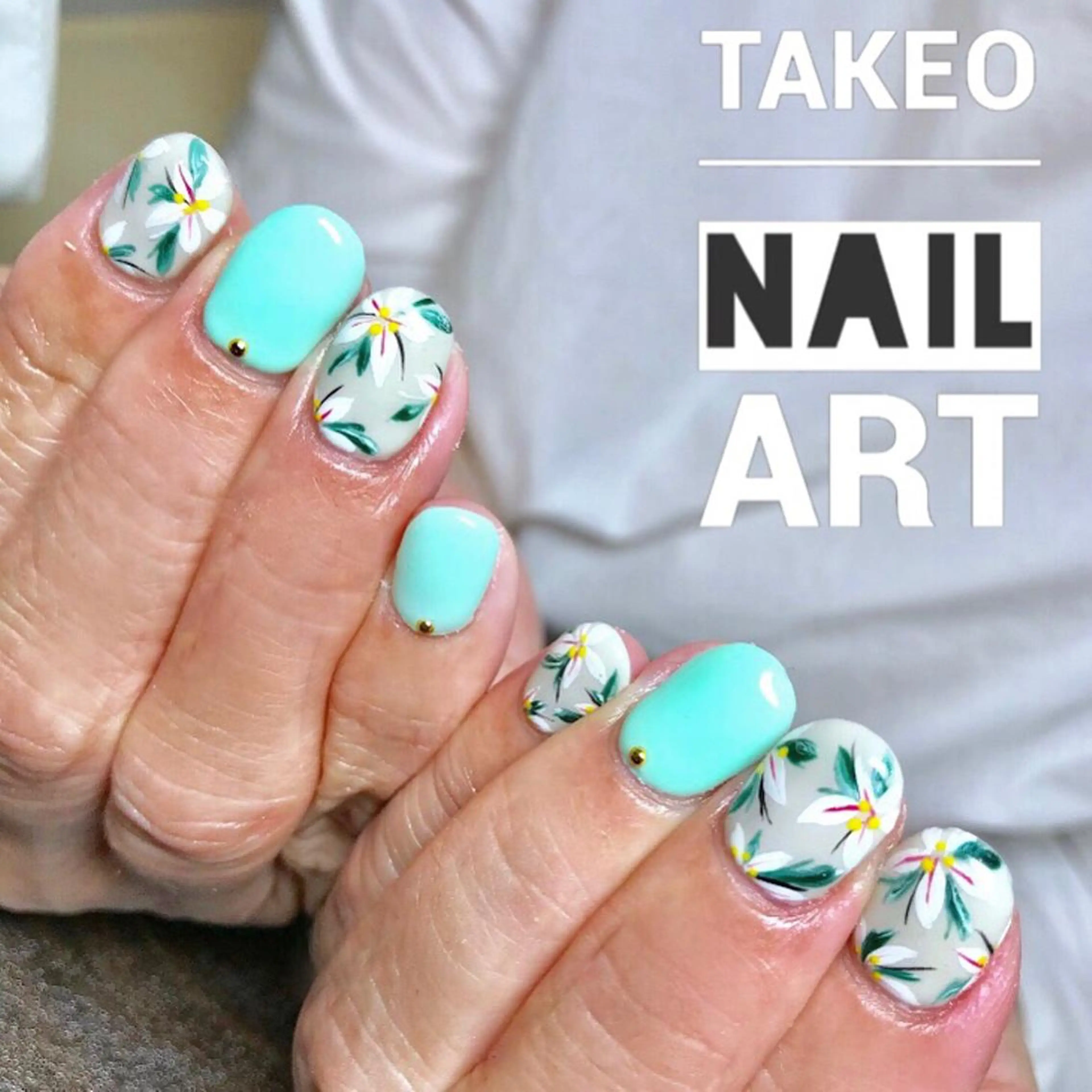 ショート ネイル フラワーネイル パステルネイル nail&eye Aoのマツエク・マツパデザイン