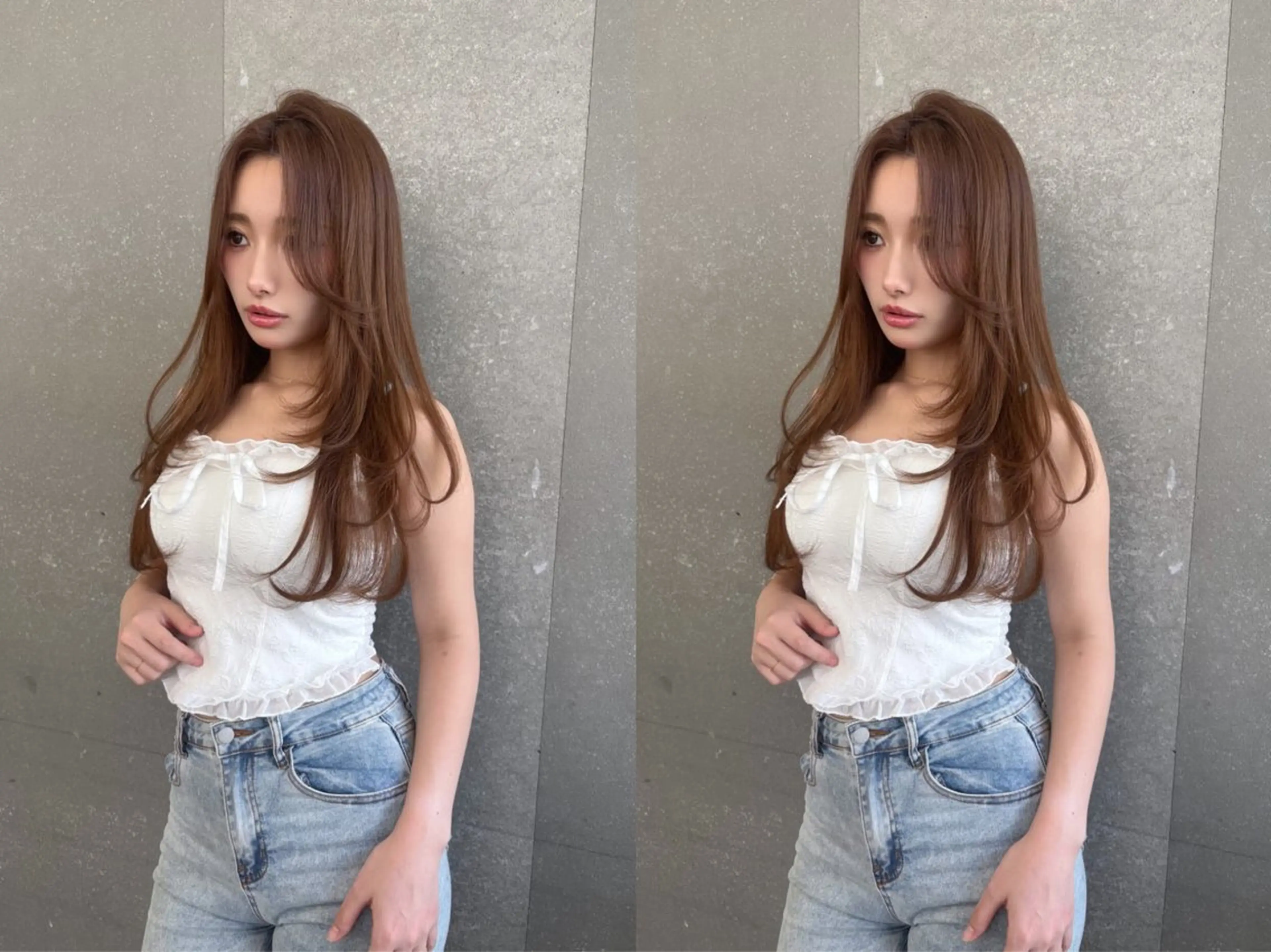 ロング カラー パーマ 髪質改善 レイヤーカット 縮毛矯正 【美髪矯正】 吉村　清志のヘアスタイル