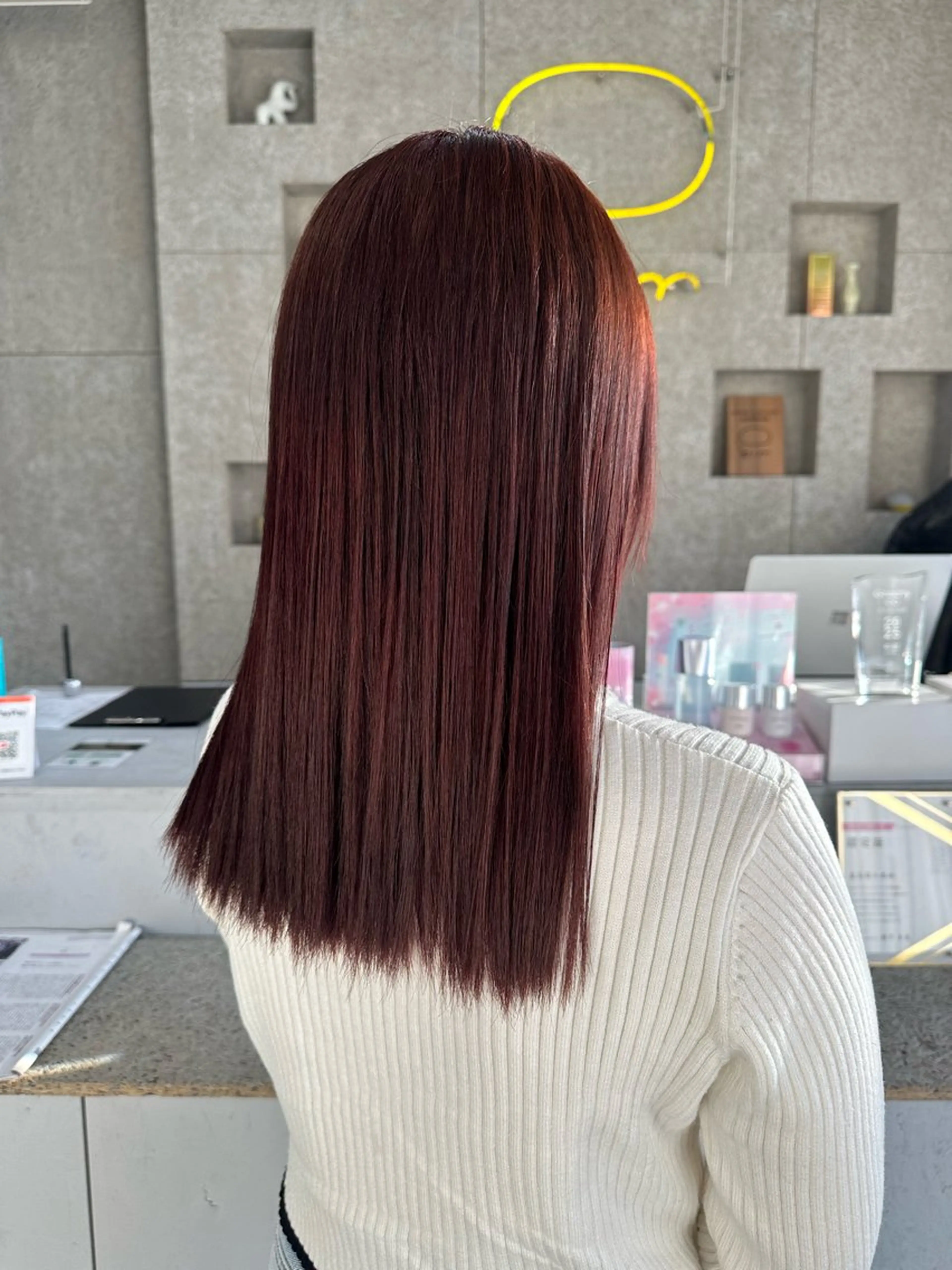 ミディアム ピンクブラウン ヘアカラー 岩間 萌々果/eimのヘアスタイル