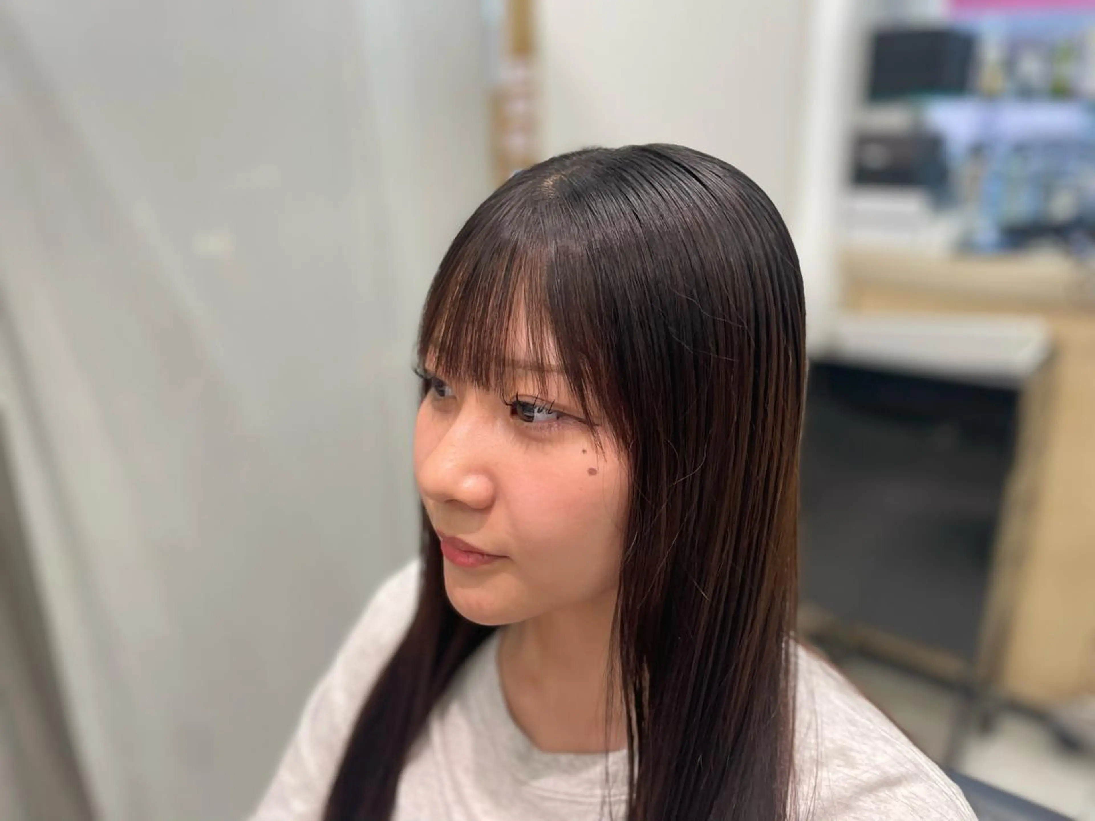 セミロング パーマ 縮毛矯正 縮毛矯正 クロスパーマ/うる艶 カラー/Kurumiのヘアスタイル