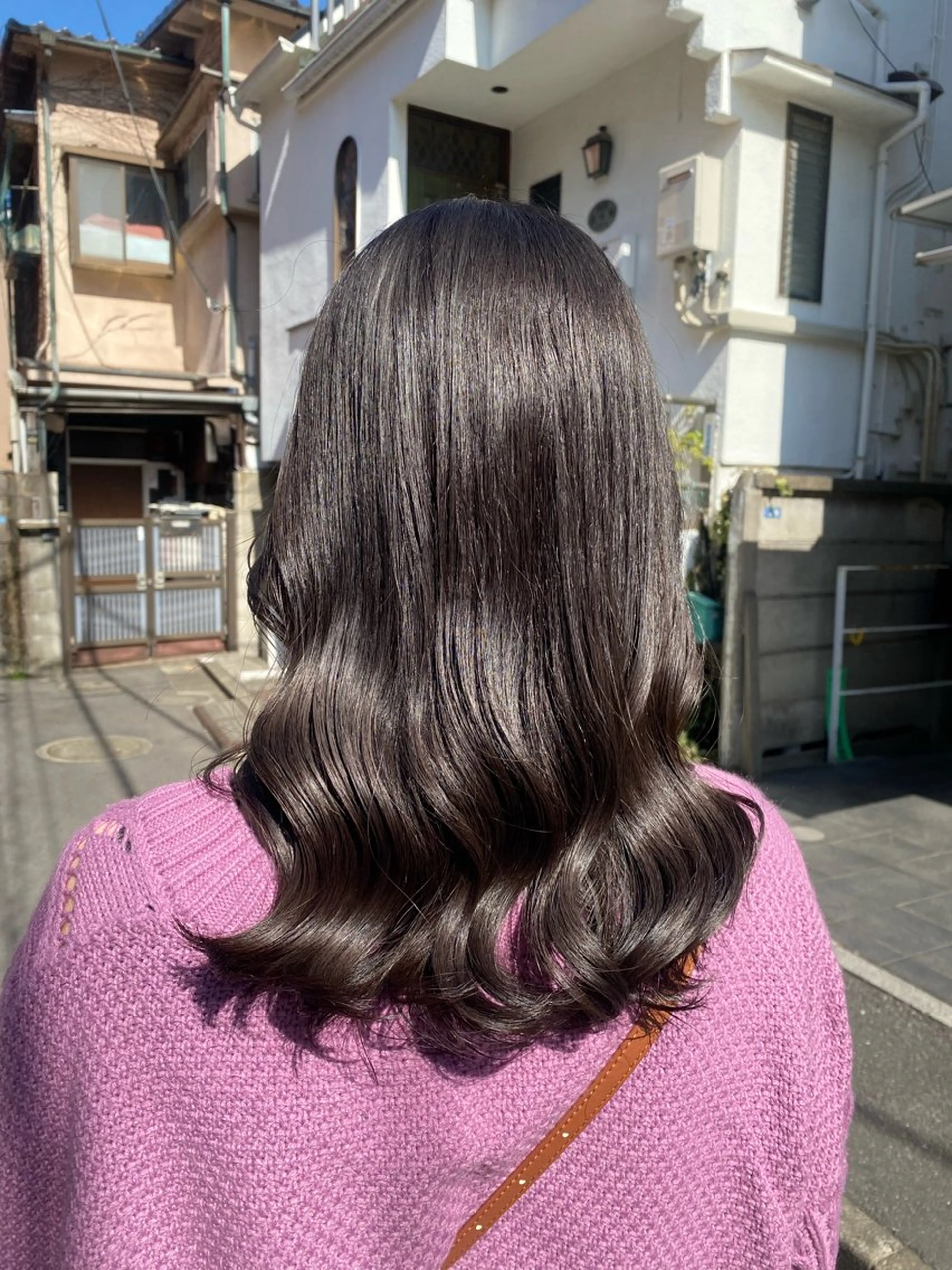 セミロング カラー フォギーグレージュ グレージュ カット ヘアカラー トリートメント グレージュ/透明感/ 韓国ヘア/RISAのヘアスタイル