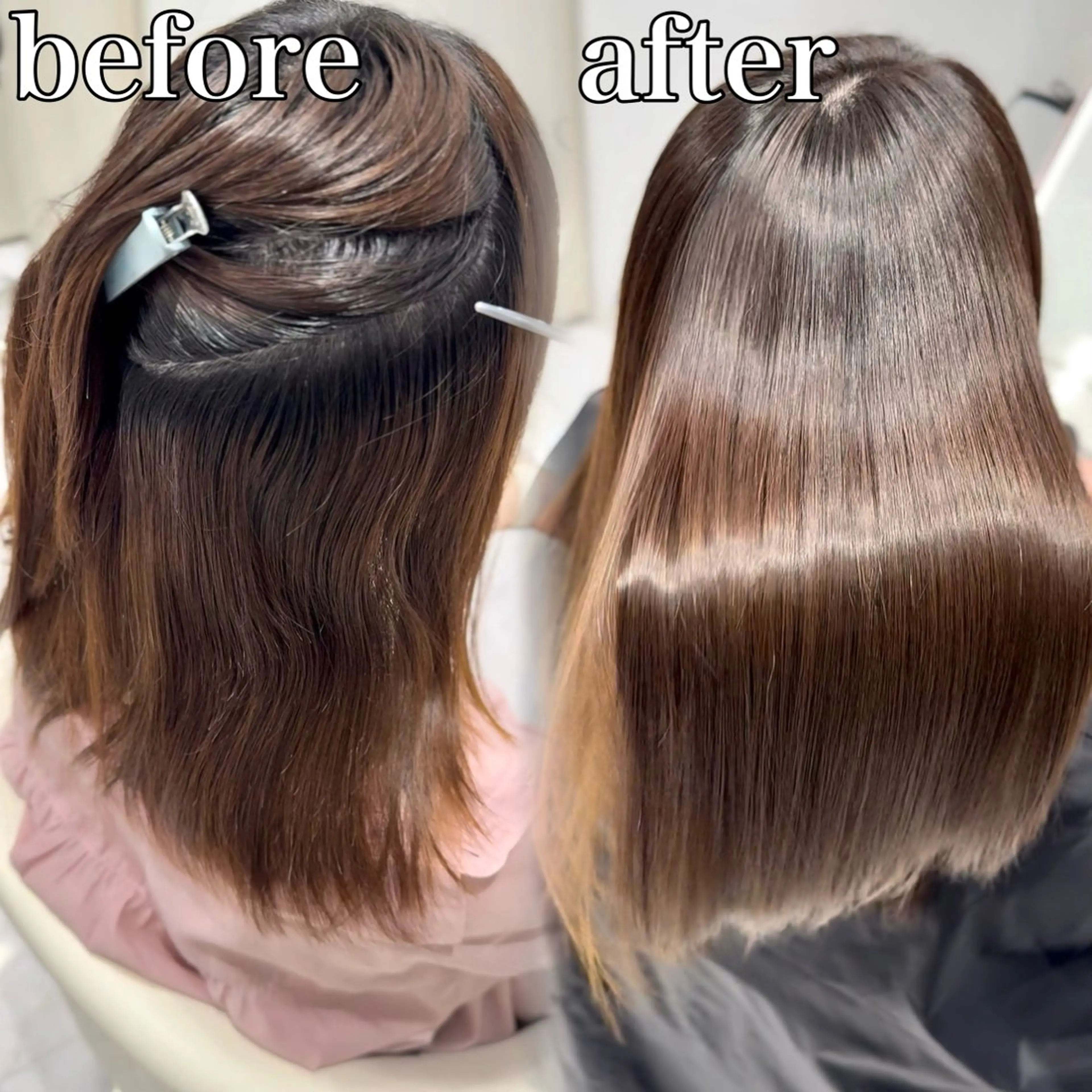 セミロング 髪質改善 縮毛矯正 トリートメント 🎖️初回完結型髪質 改善/縮毛矯正 友石のヘアスタイル