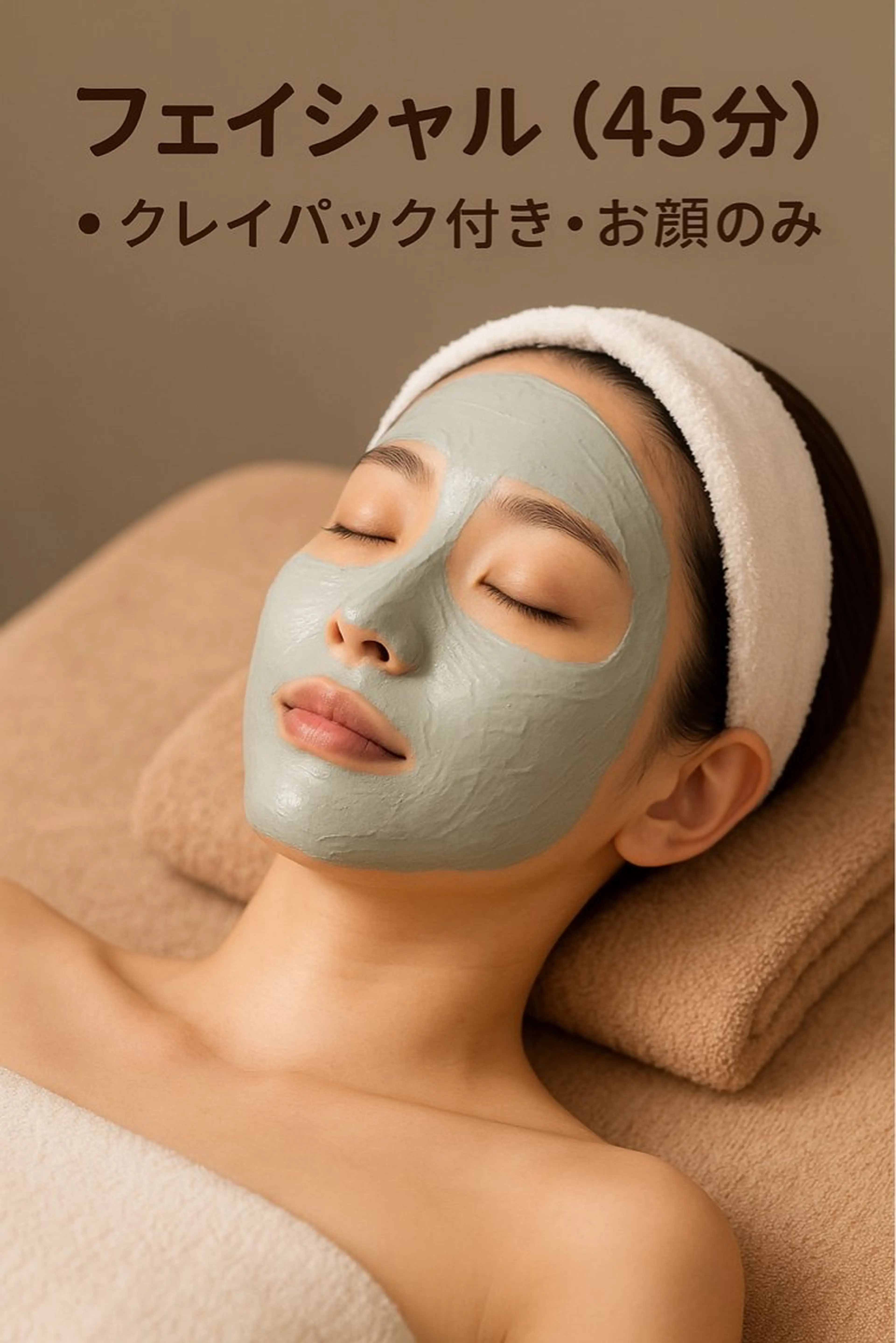 ベーシックフェイシャル45分（クレイパック付）トーンアップ効果のある人気のメニューですの写真