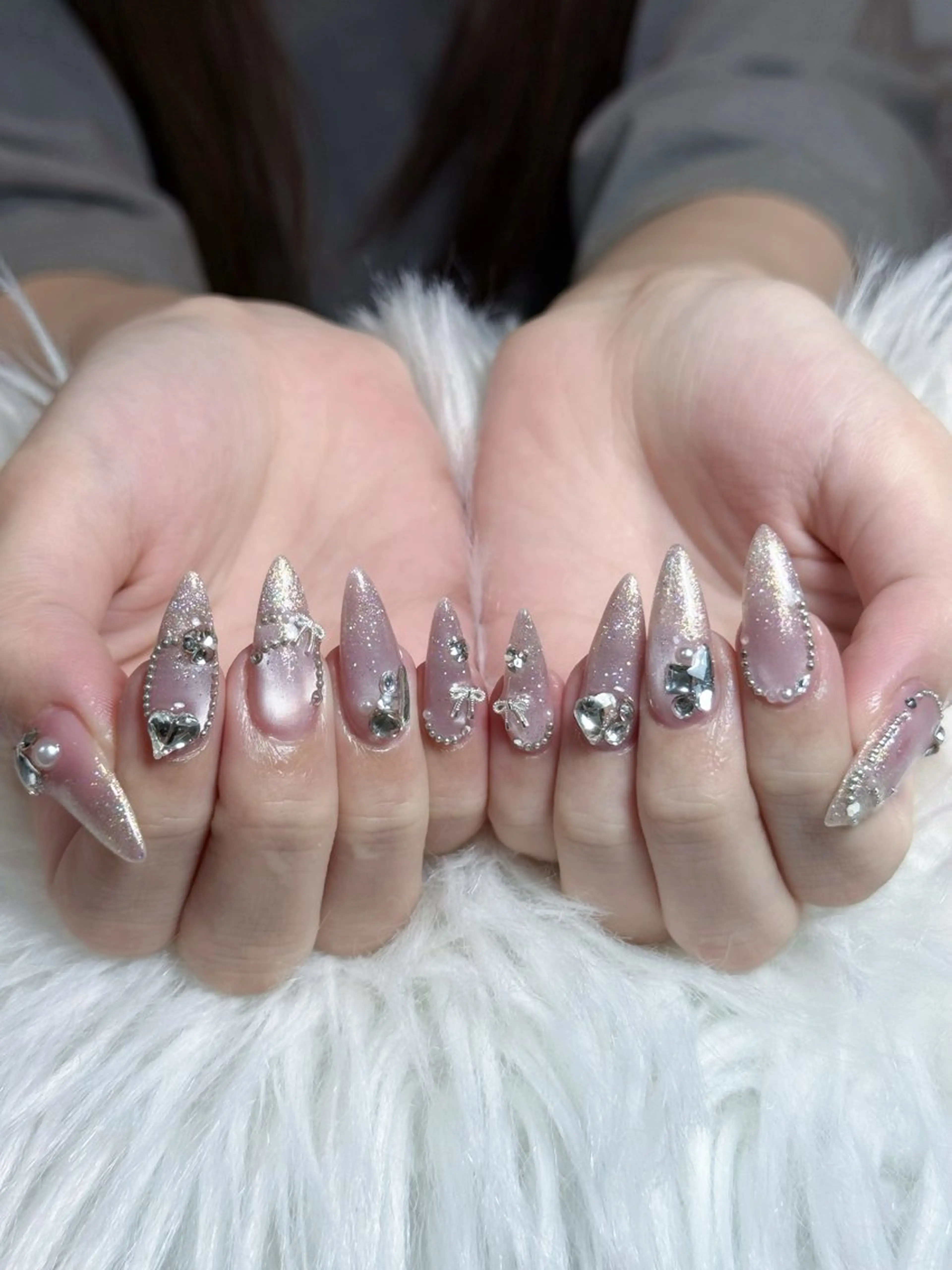 ネイル フレンチネイル ジェルネイル キラキラネイル 韓国ネイル レース Julli NailStudioのネイルデザイン