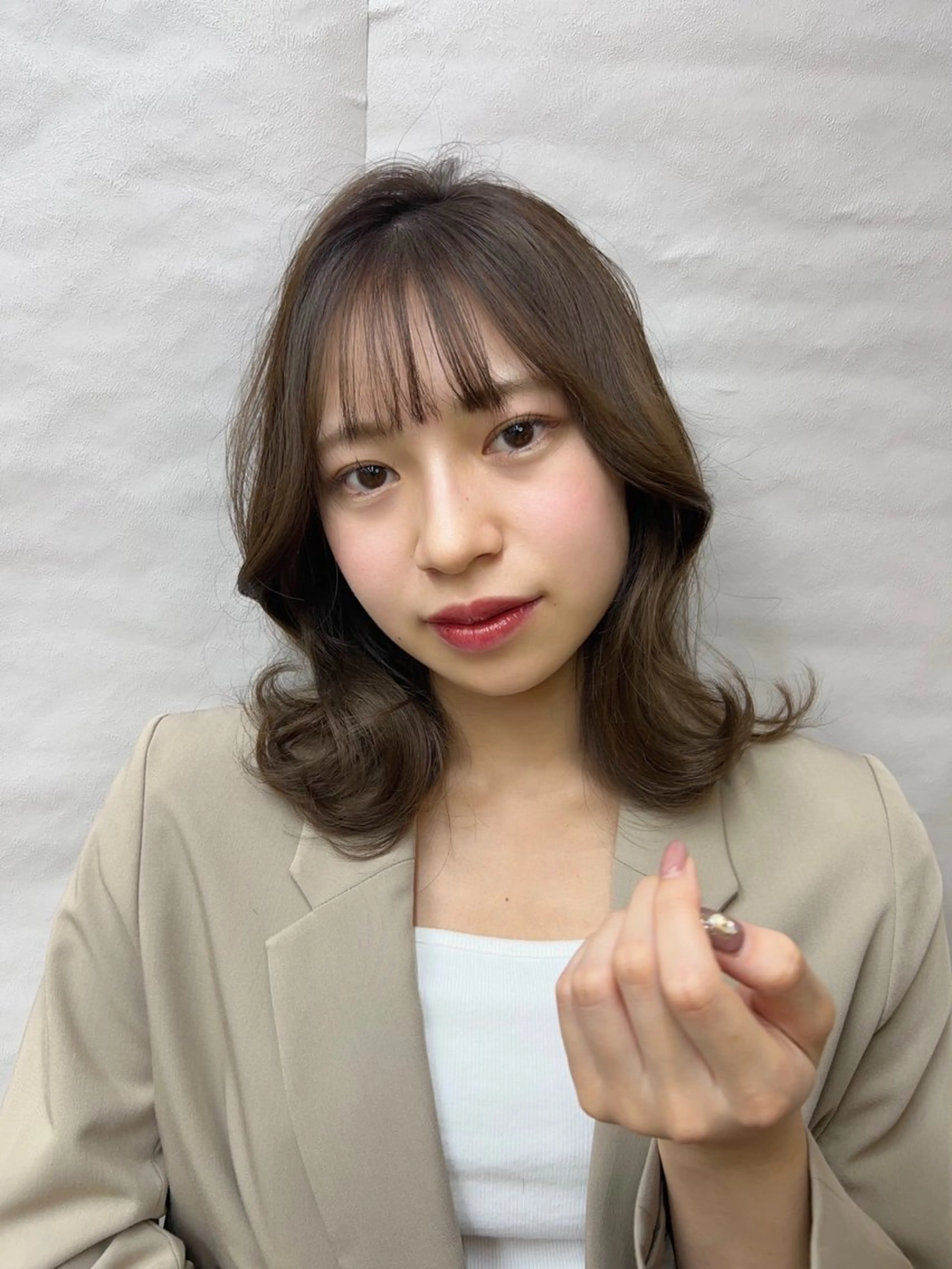 ミディアム カラー 韓国風ヘア カット ヘアカラー トリートメント KANA/ボブ/ インナーカラー/艶髪のヘアスタイル