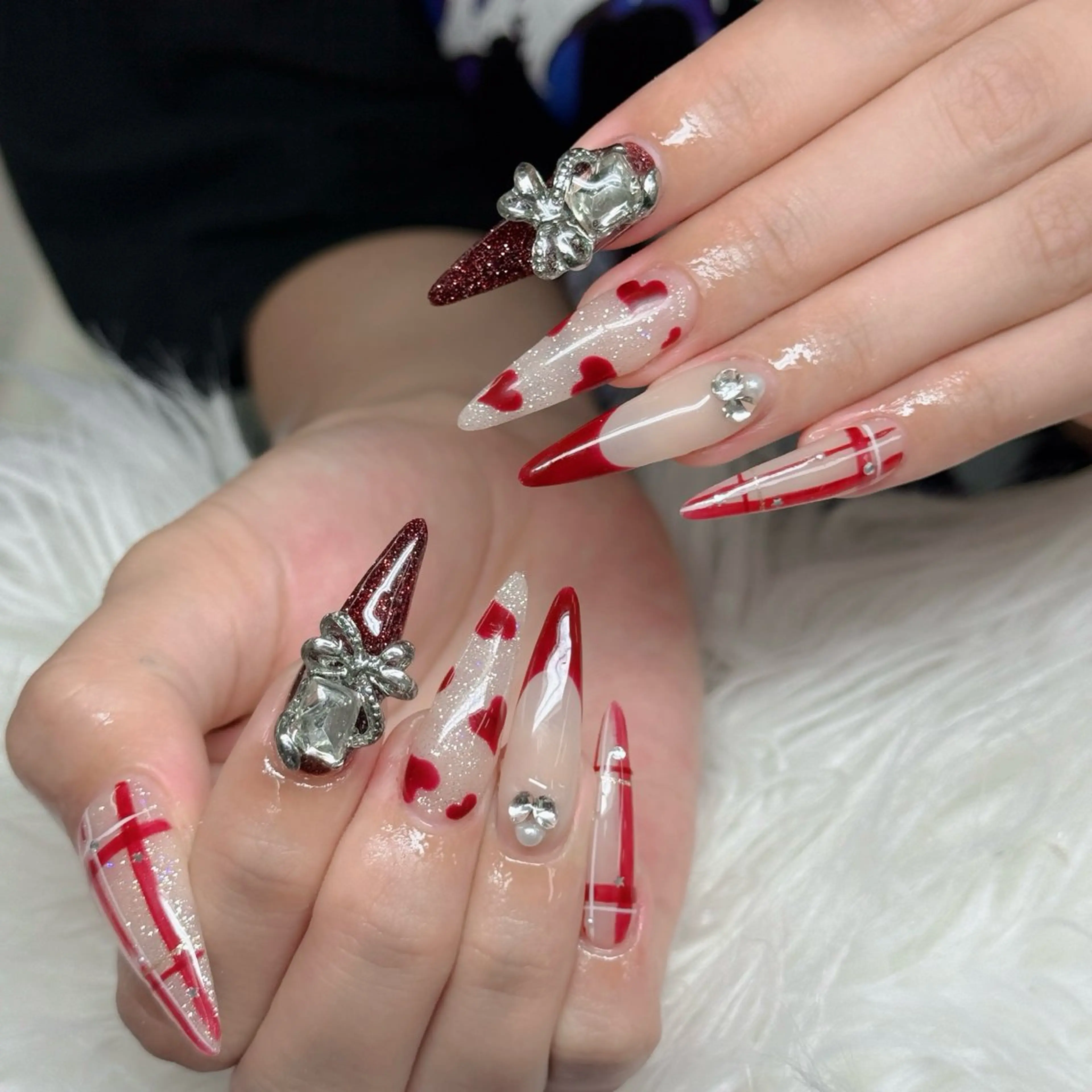 ネイル ロングネイル マグネットネイル リボン 夏ネイル スーパーロングネイル Hani Nail Salonのネイルデザイン