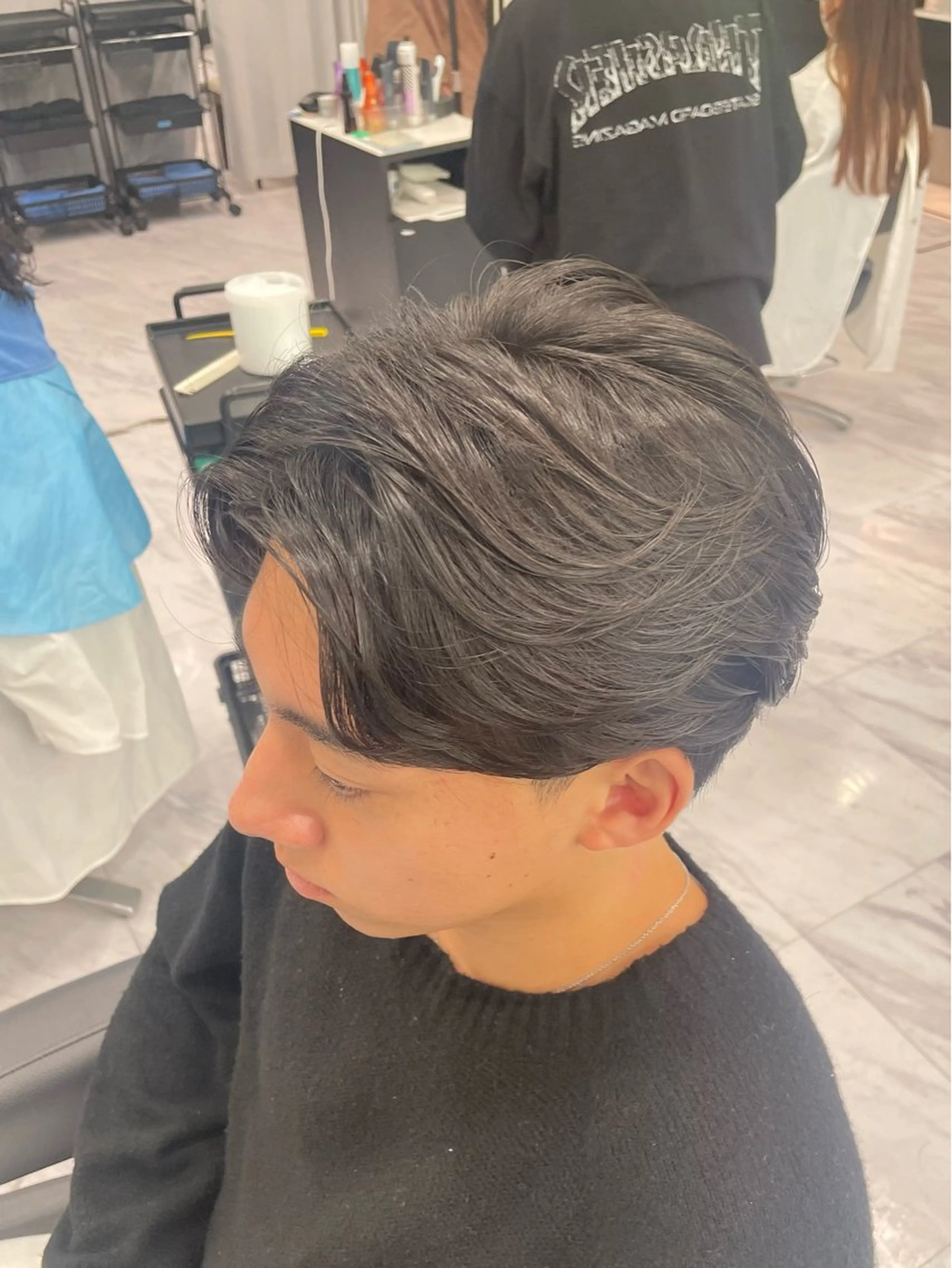 ショート パーマ メンズ メンズパーマ デート ニュアンスパーマ 🐥くまがい💛 ダブルカラー／パーマのヘアスタイル